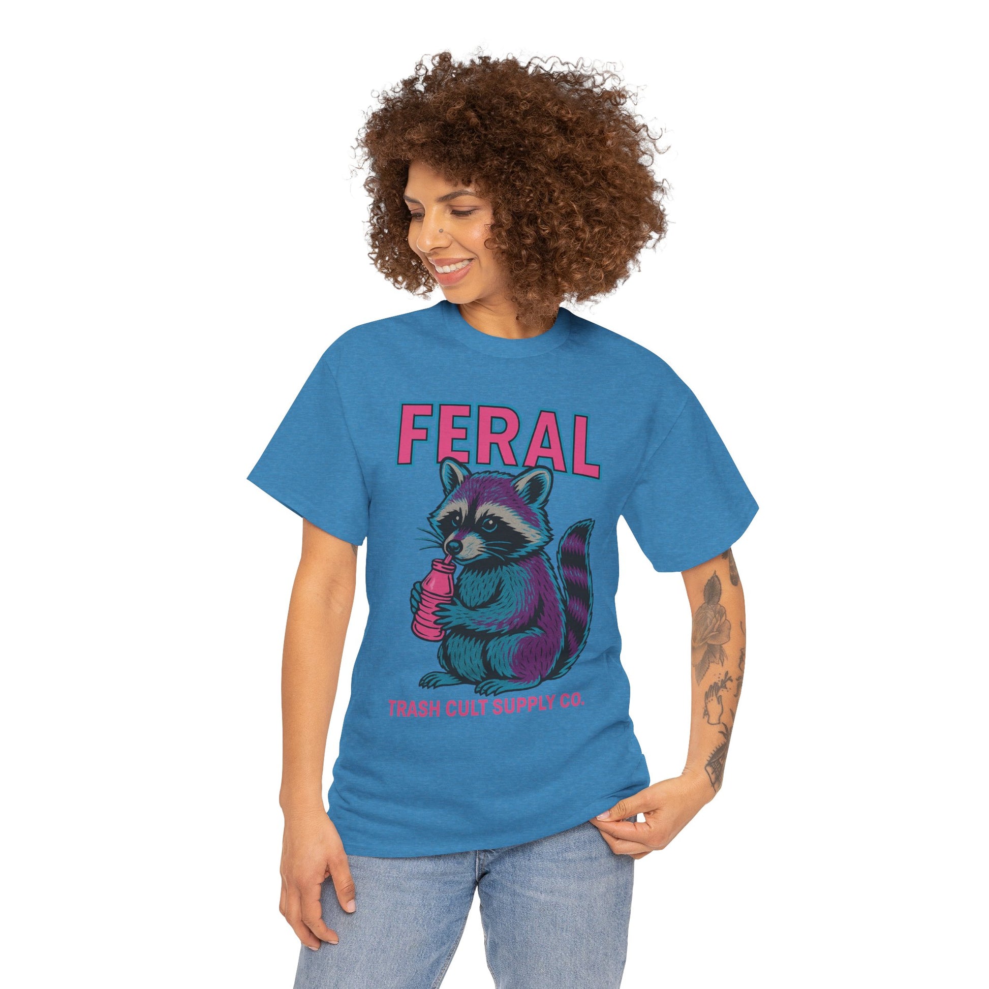 FERAL Raccoon 80s Retro Shirt – Trash Cult Supply Co. – Gildan 5000 Tee