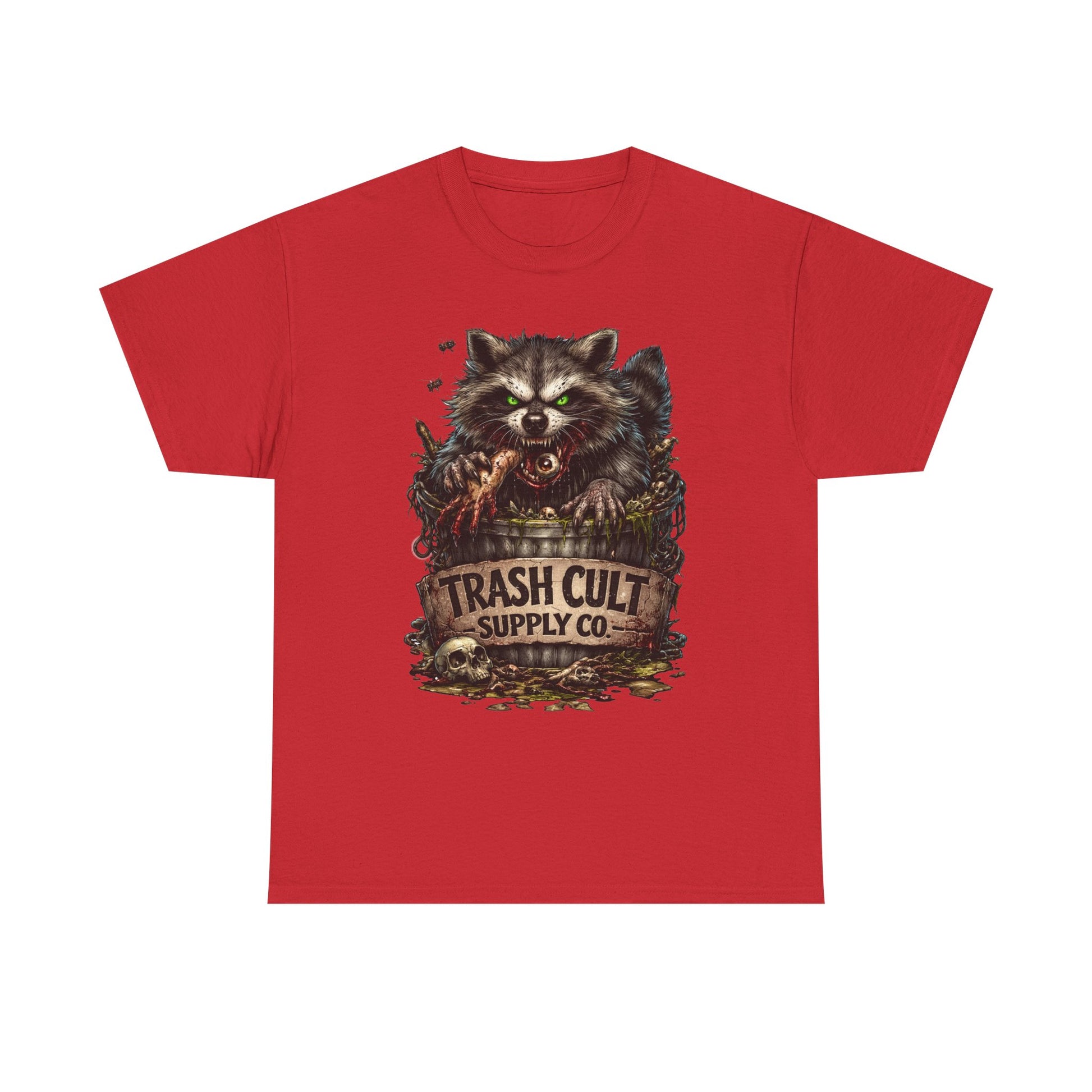 Raccoon 'Trash Cult Supply Co.' Graphic Tee — Vintage Grunge Animal Streetwear