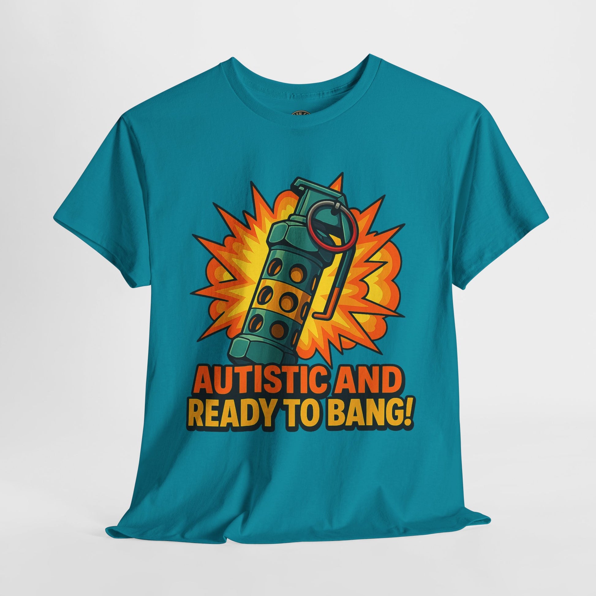 Autistic and Ready to Bang! Unisex Heavy Cotton Tee | Fun Graphic Tee, Autistic Pride, Gift for Autism Awareness, Casual Wear