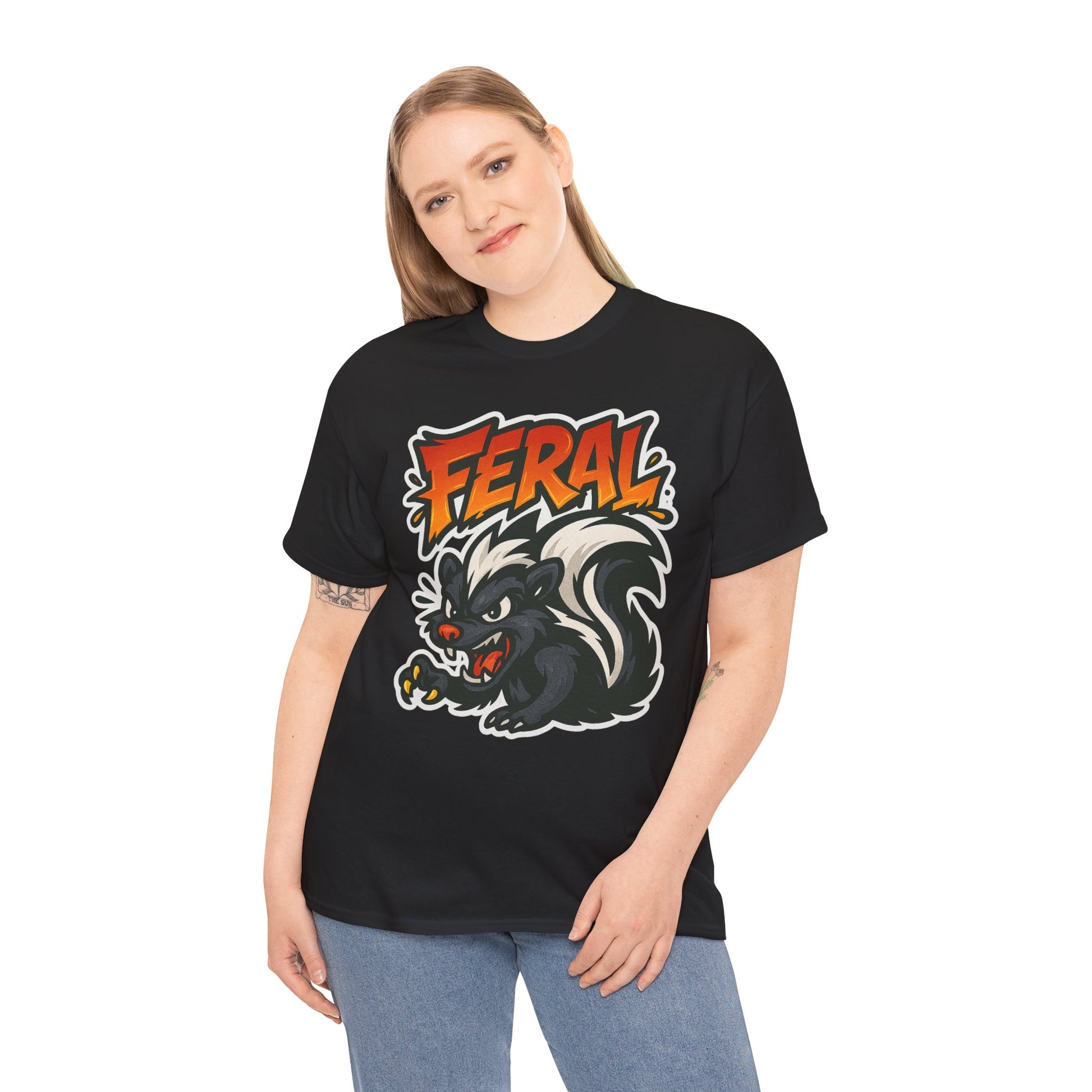 Feral  Skunk Graphic Tee, Cool T-Shirt, Streetwear Style, Unique Gift, Animal Lover Apparel, Fun Casual Wear