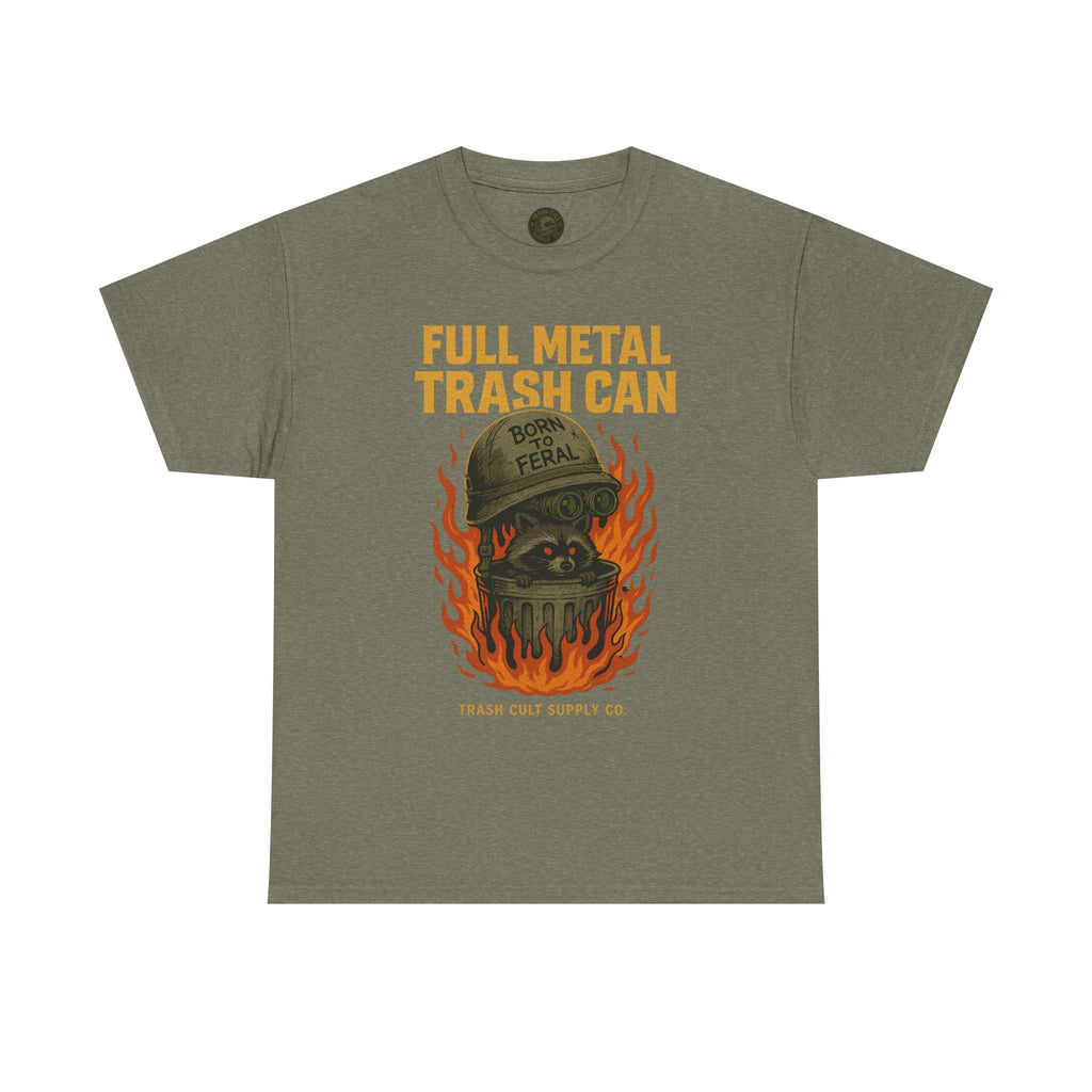 Full Metal Trash Can T-Shirt – Born to Feral Raccoon Graphic | Trash Cult Supply Co. | Gildan 5000 Tee