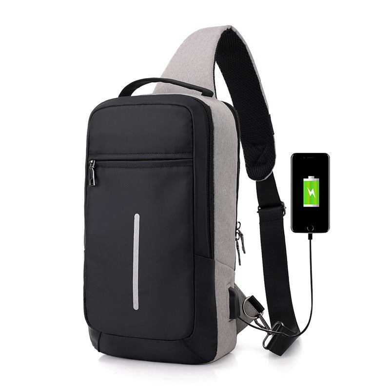 Men’s USB Sling Chest Bag – Anti-Theft Crossbody Backpack with USB Charging Port – Casual Travel Shoulder Bag