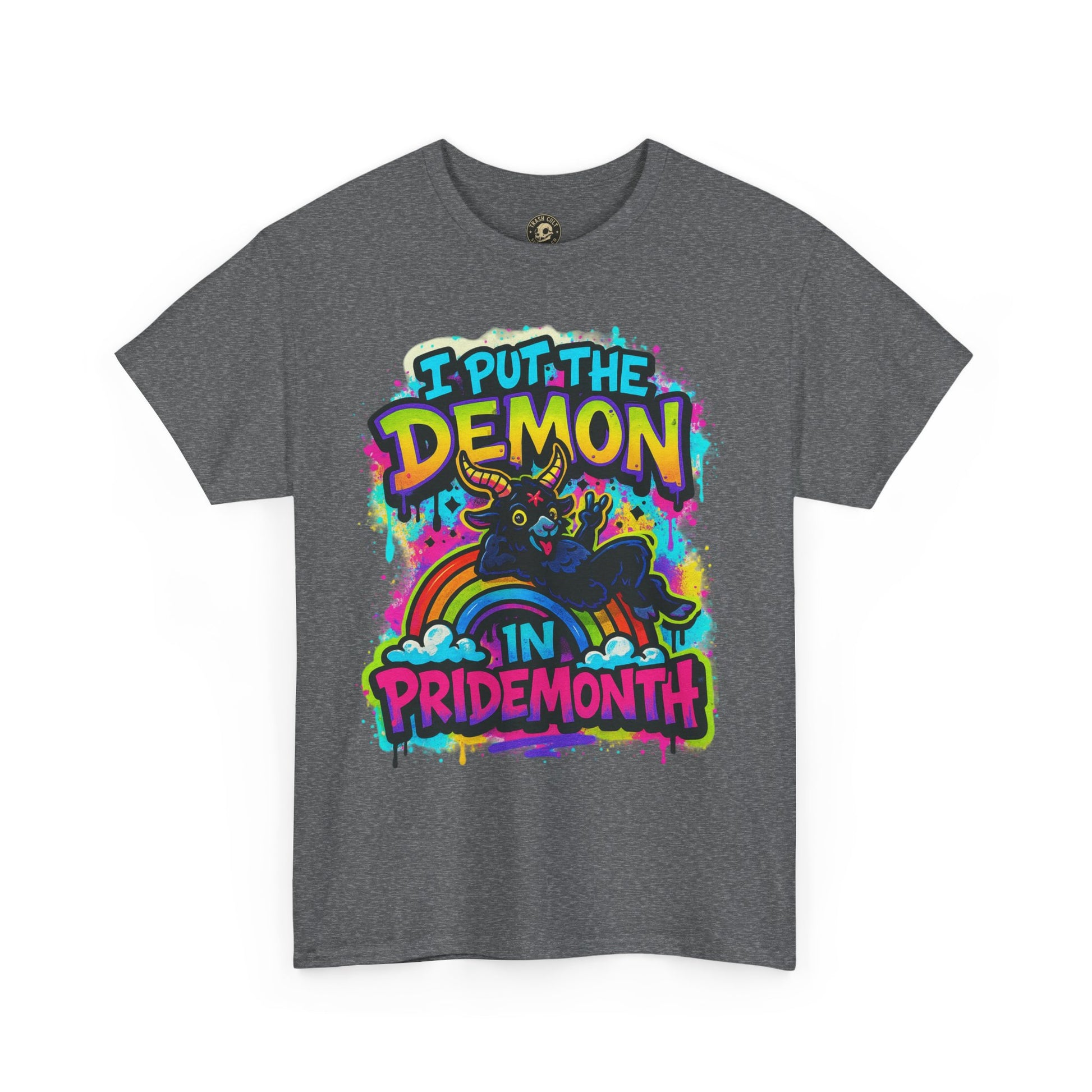 Pride Month Unisex Tee - I Put the Demon in Pride Month, LGBTQ+ Apparel, Rainbow Shirt, Festival Wear, Gift for Allies & Activists
