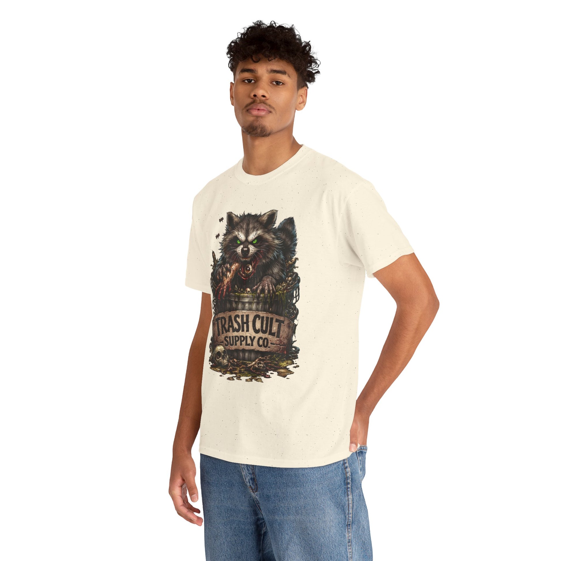 Raccoon 'Trash Cult Supply Co.' Graphic Tee — Vintage Grunge Animal Streetwear