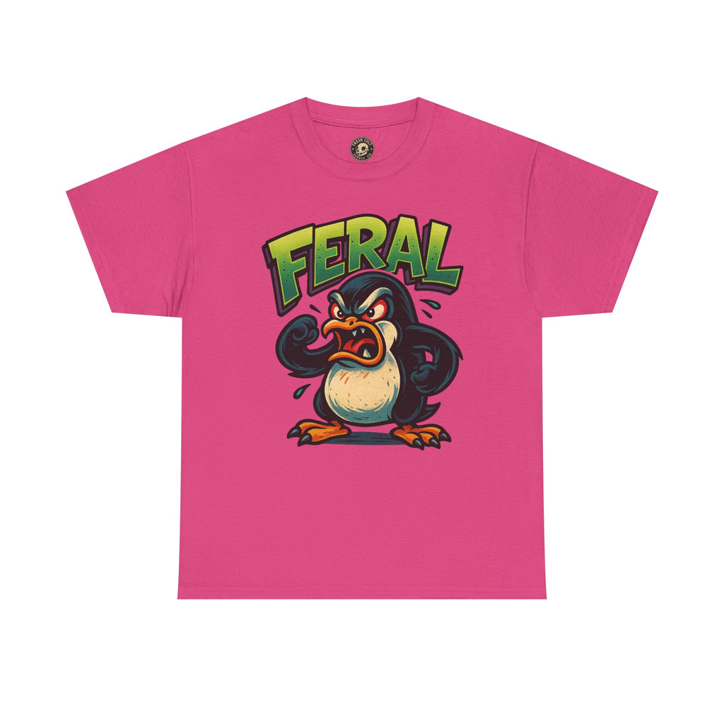 Feral Penguin T-Shirt – Funny Unisex Cotton Tee | Bold Animal Graphic Shirt, Quirky Gift Idea