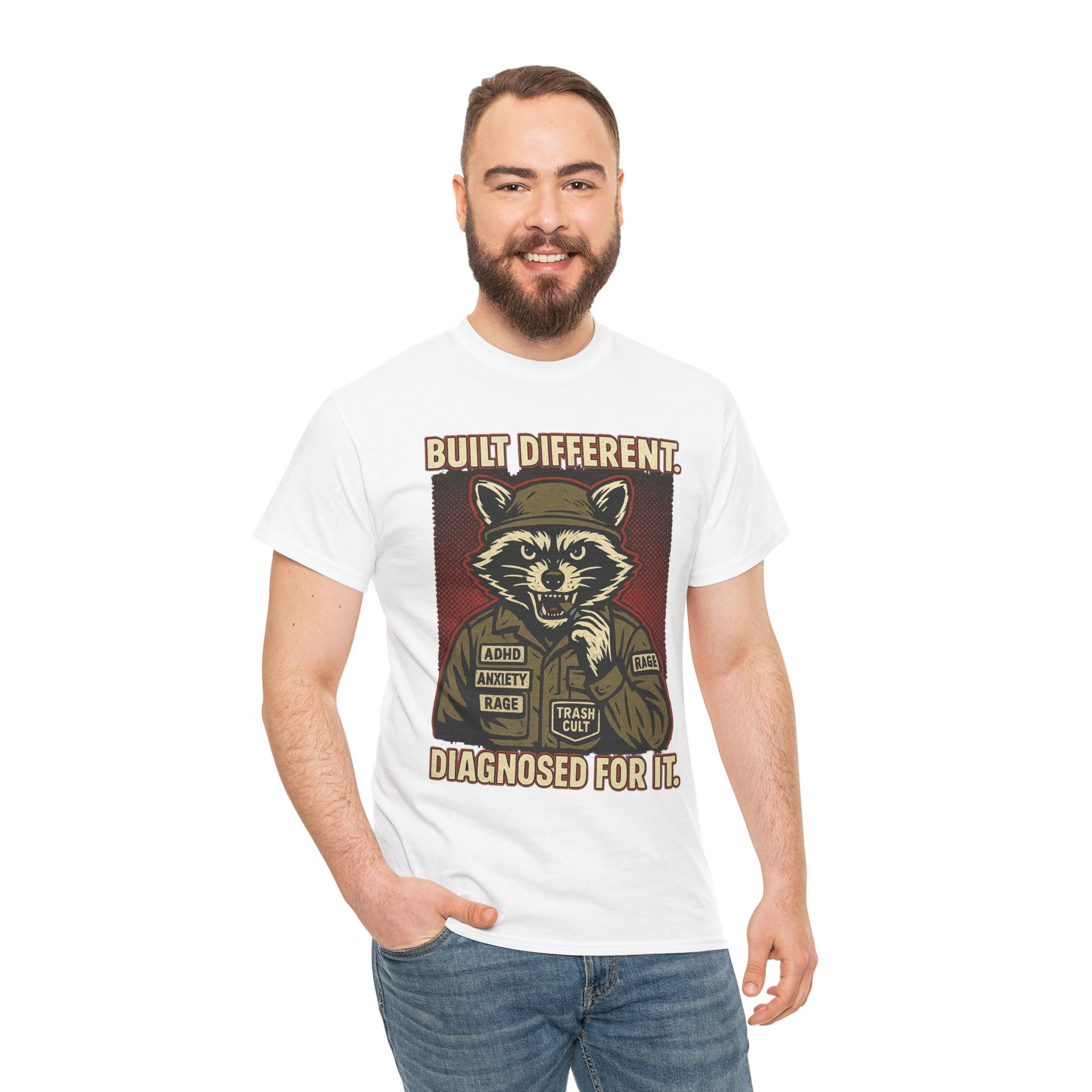 Built Different Diagnosed For It Military Raccoon Shirt – Gildan 5000