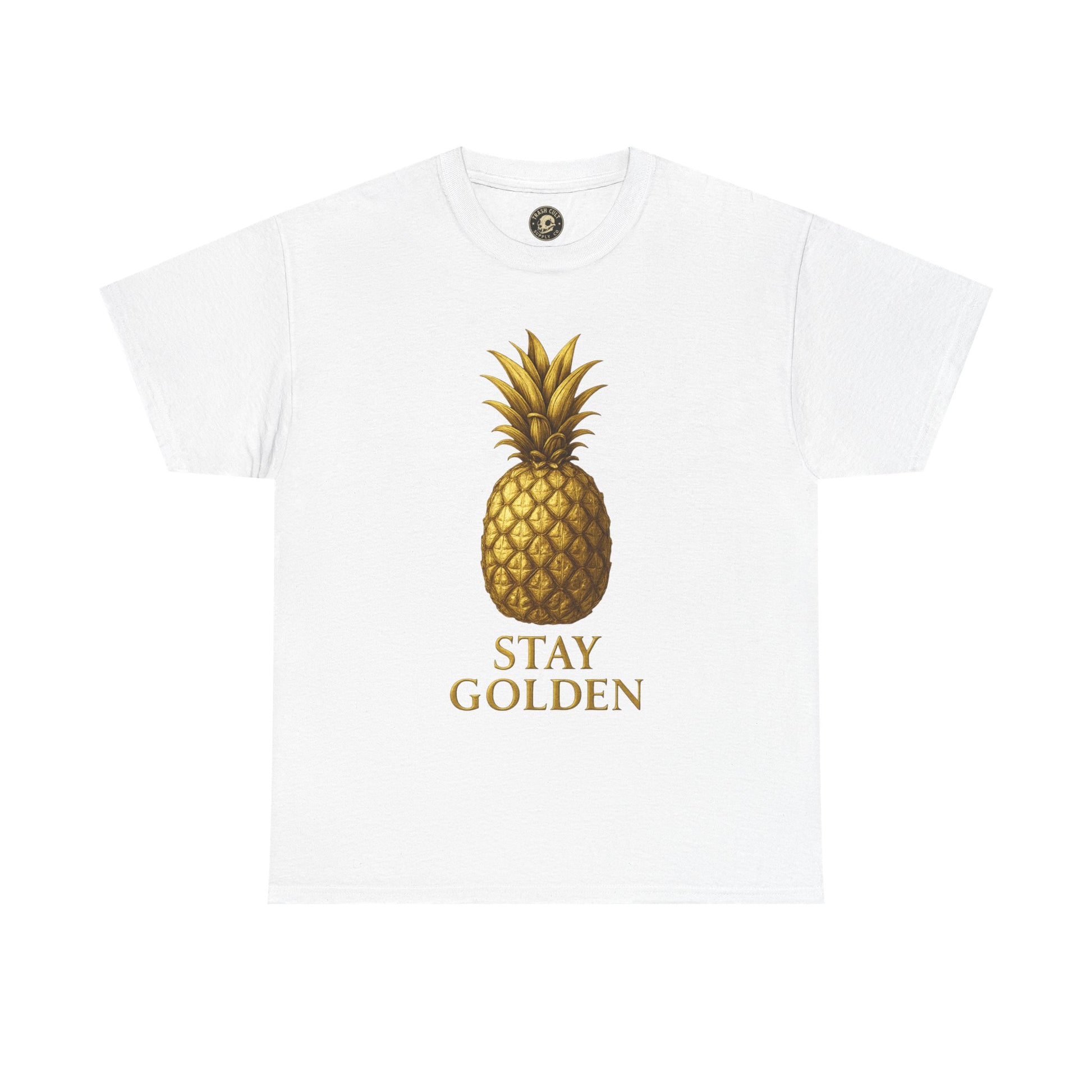 Stay Golden Pineapple Tee - Summer Vibes, Casual Wear, Gift for Her, Tropical Design, Unisex Cotton Tee