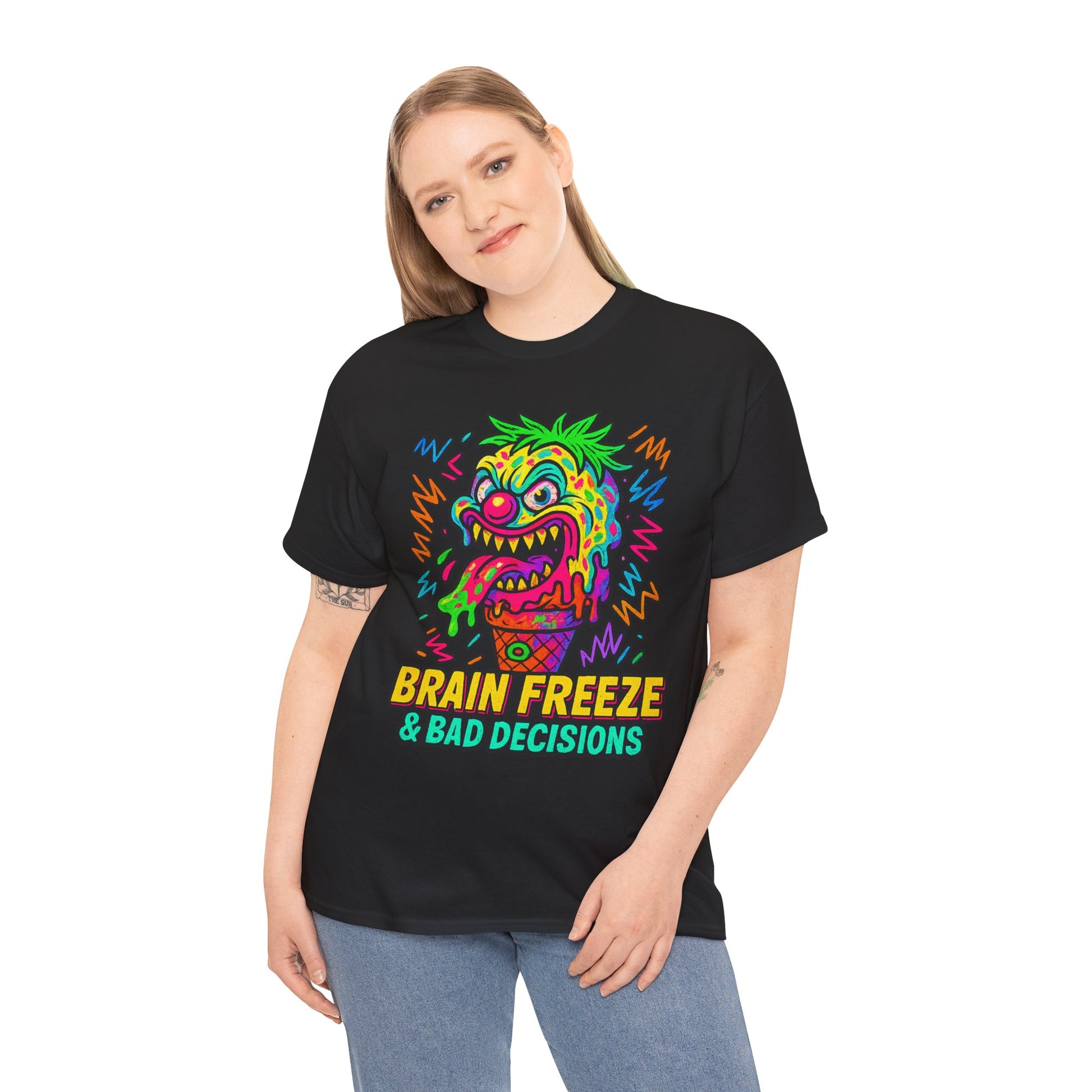 Brain Freeze & Bad Decisions – Limited Edition Neon Ice Cream Monster Tee | Gildan 5000 | Illuminasty Drop