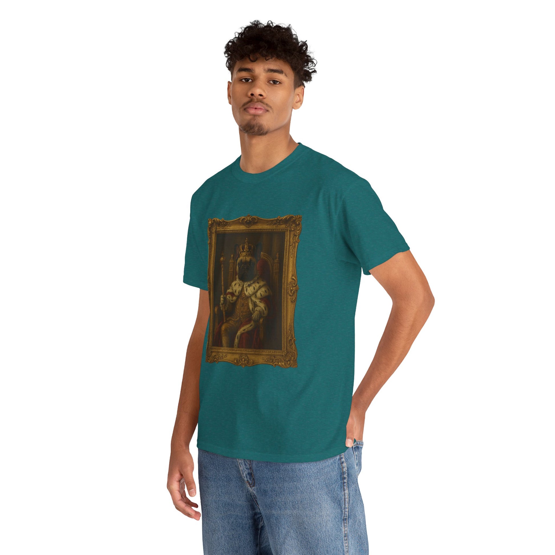 French Bulldog King Baroque Portrait Shirt – Funny Royal Dog Tee – Gildan 5000 Unisex Heavy Cotton