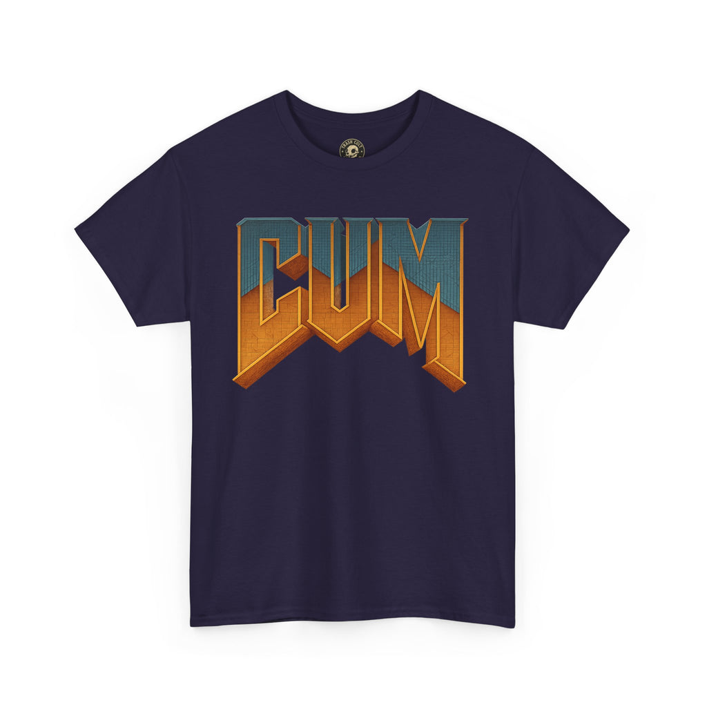 CUM Parody Metal Logo Shirt – Doom-Inspired Retro Gamer Tee on Gildan 5000
