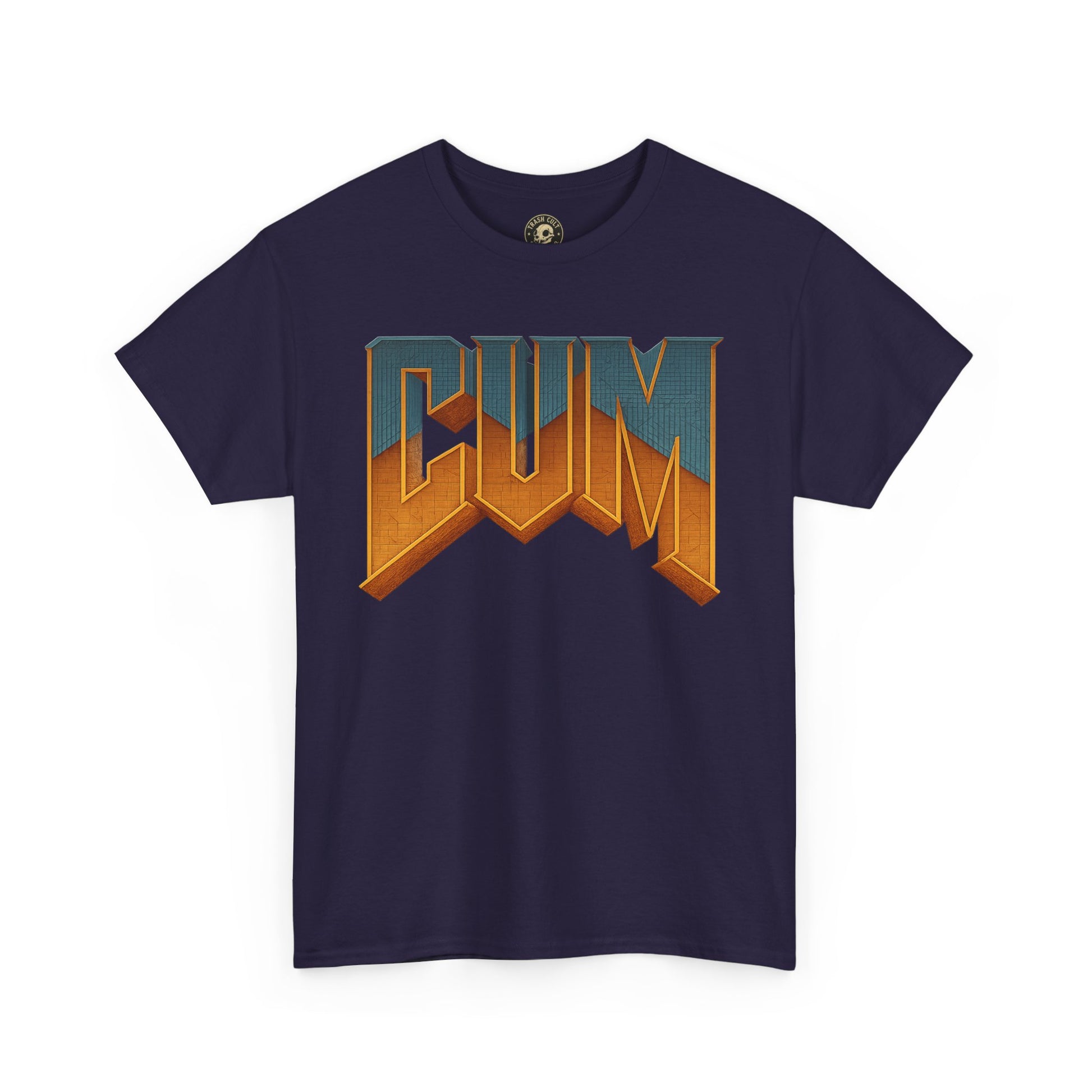 CUM Parody Metal Logo Shirt – Doom-Inspired Retro Gamer Tee on Gildan 5000