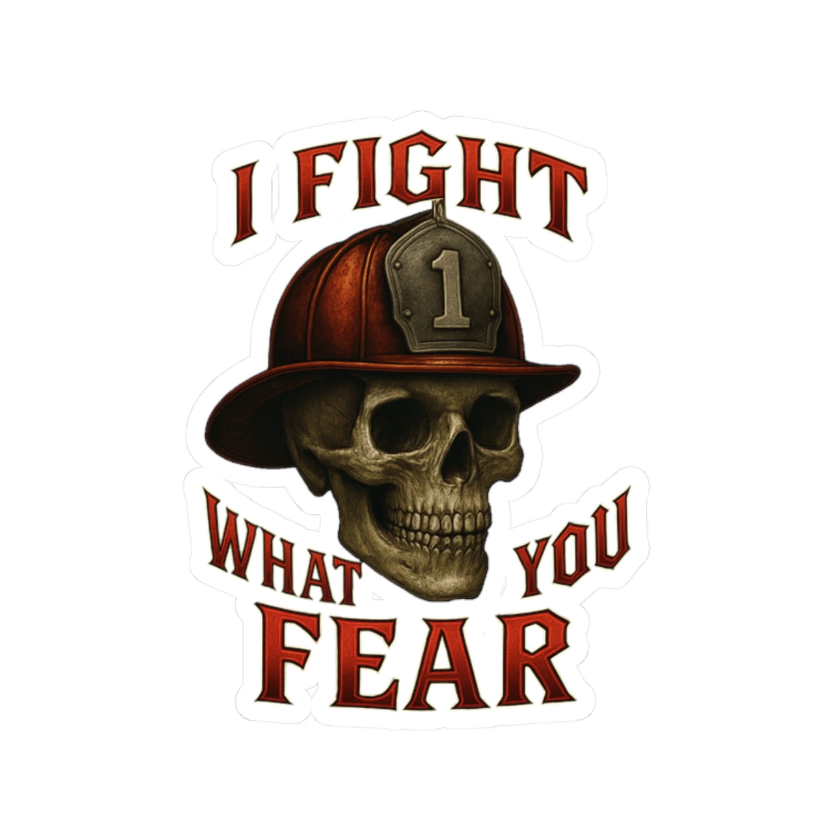 Firefighter Skull Kiss-Cut Stickers - I Fight What You Fear, Tough Guy Gift, Car Decal, Laptop Stickers, Biker Decor