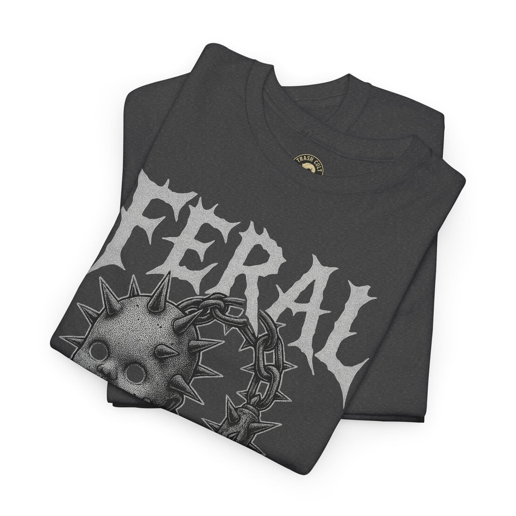 FERAL Spiked Doll Flail Tee – Halftone Gothic Weapon Shirt | Trash Cult Supply Co. | Gildan 5000
