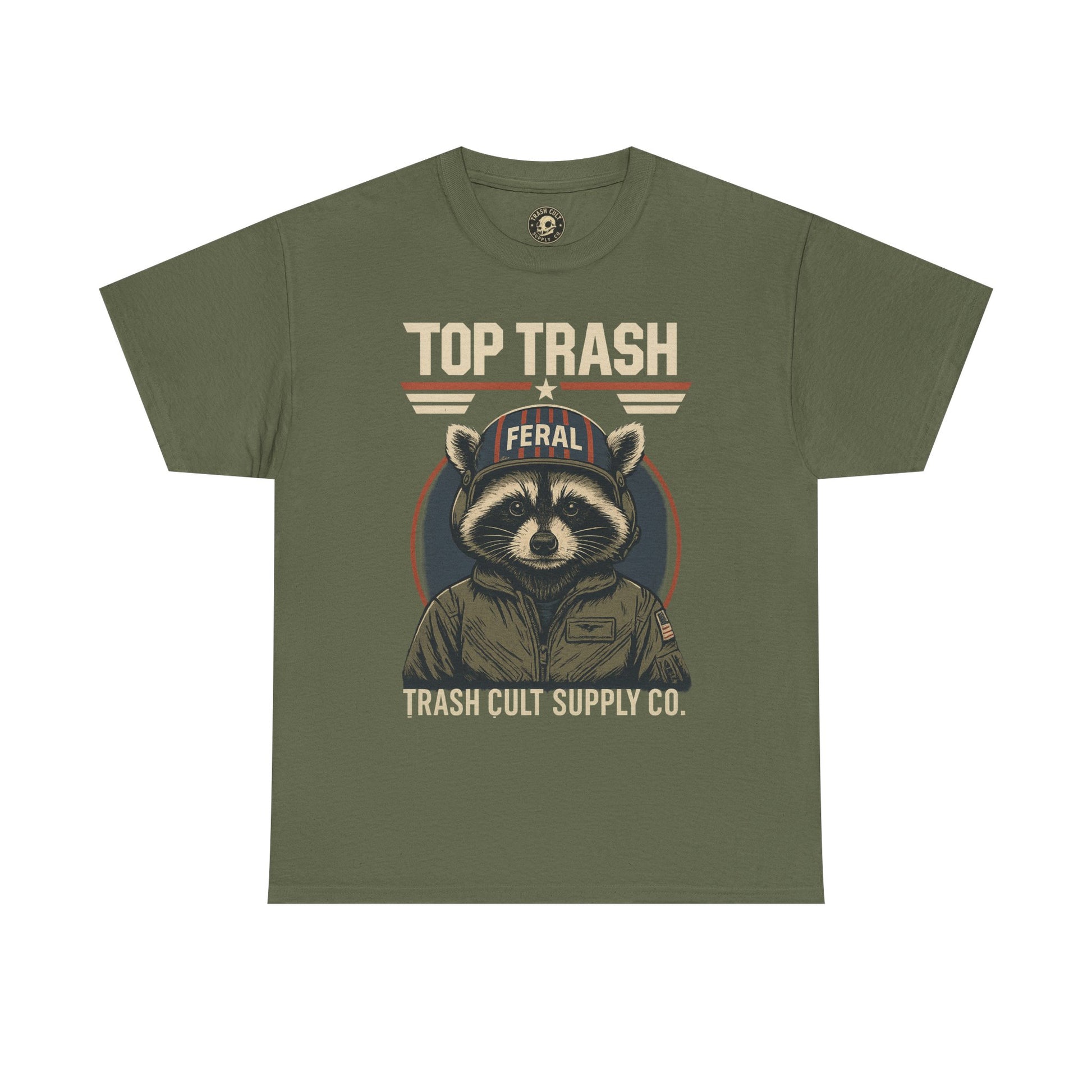 Feral Top Trash Raccoon Pilot Shirt – Trash Cult Supply Co. Parody Tee