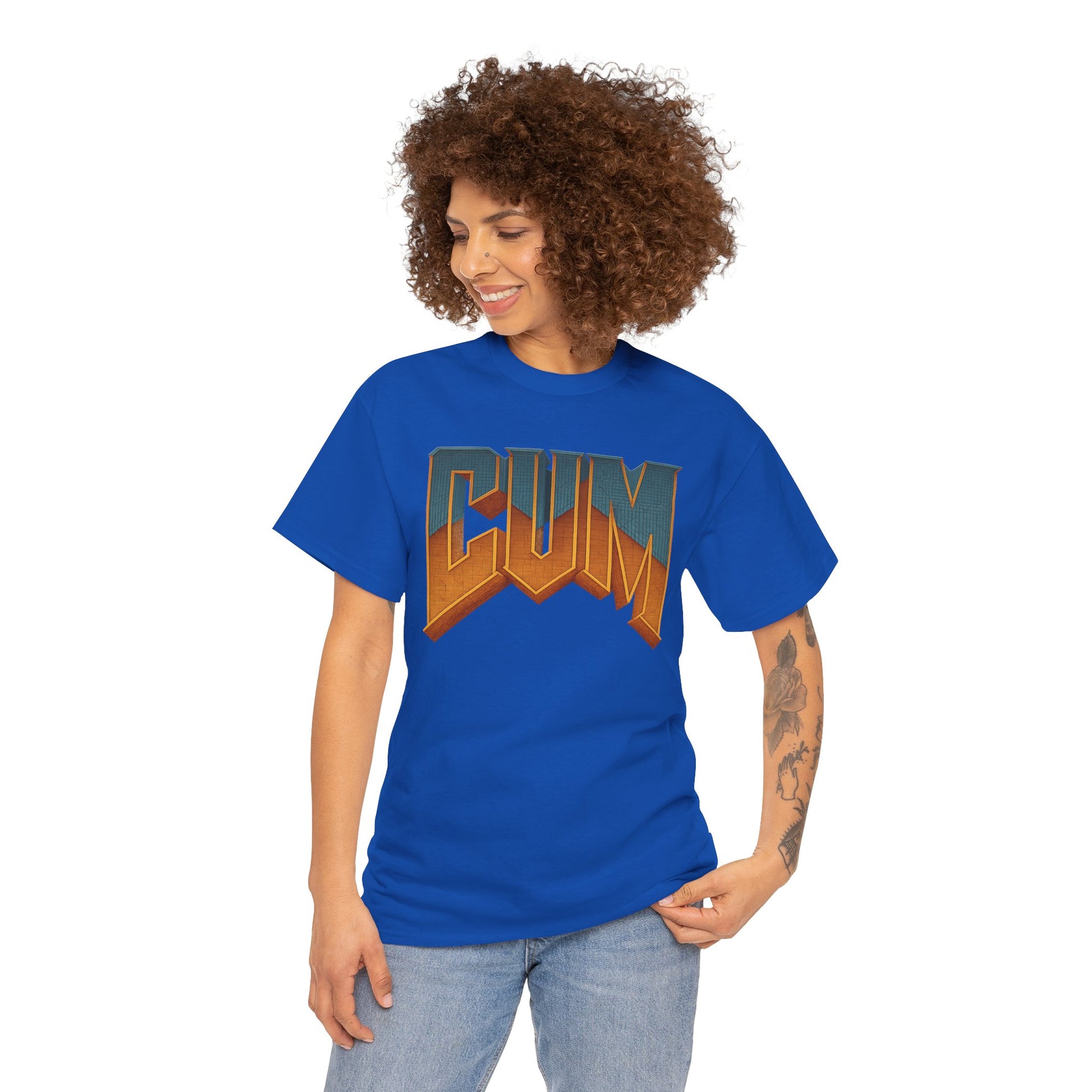 CUM Parody Metal Logo Shirt – Doom-Inspired Retro Gamer Tee on Gildan 5000