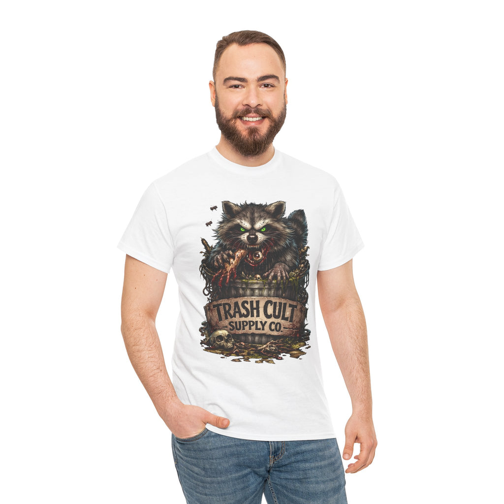 Raccoon 'Trash Cult Supply Co.' Graphic Tee — Vintage Grunge Animal Streetwear