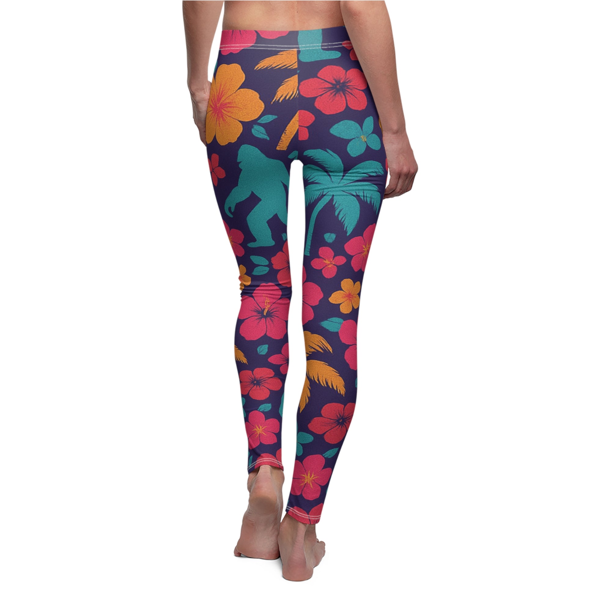 Bigfoot Tropical Leggings – Retro Hawaiian All-Over Print for Bold Style & Comfort