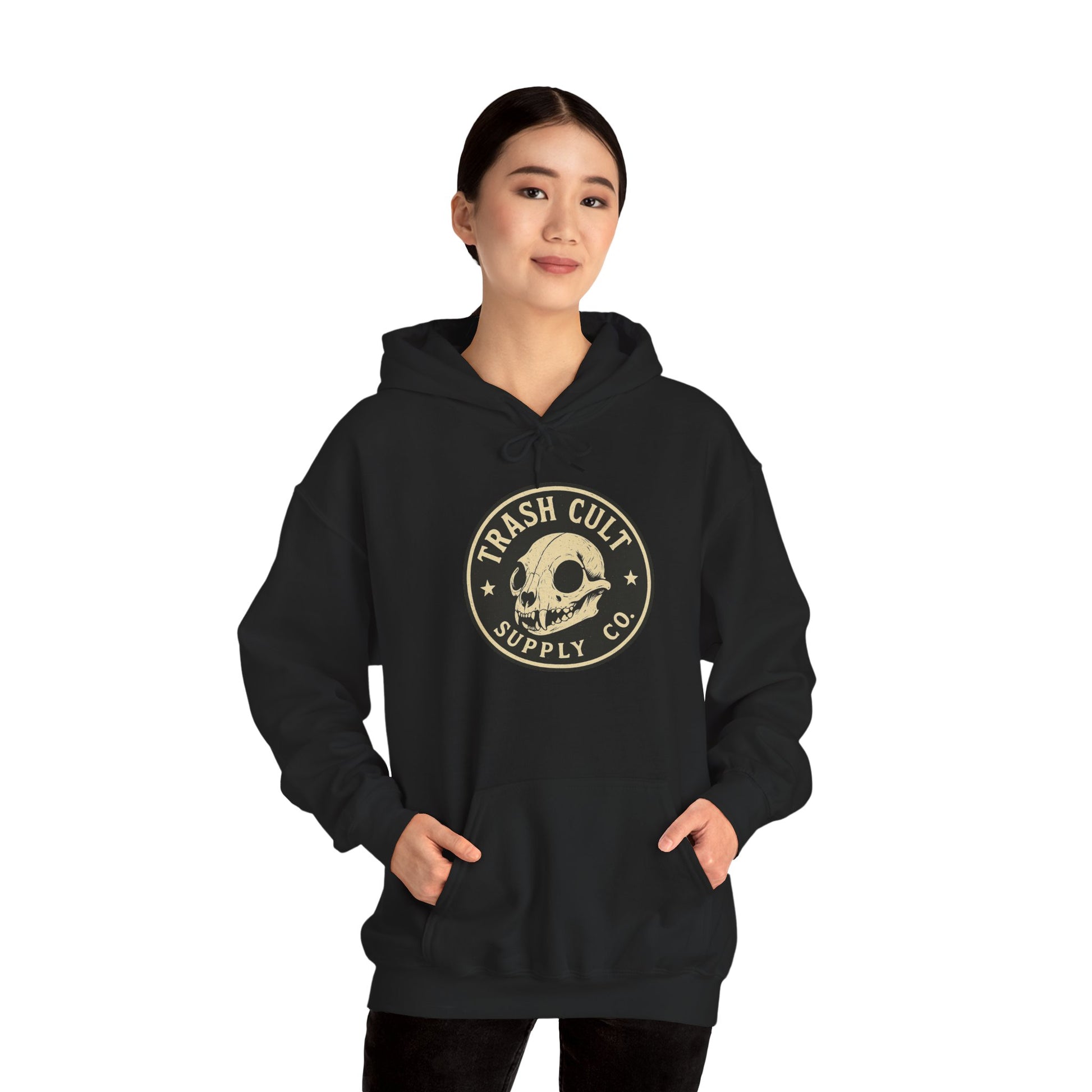 Trash Cult Hooded Sweatshirt, Unisex Hoodie with Skull Design, Perfect for Casual Wear, Gifts for Friends, Cozy Fashion