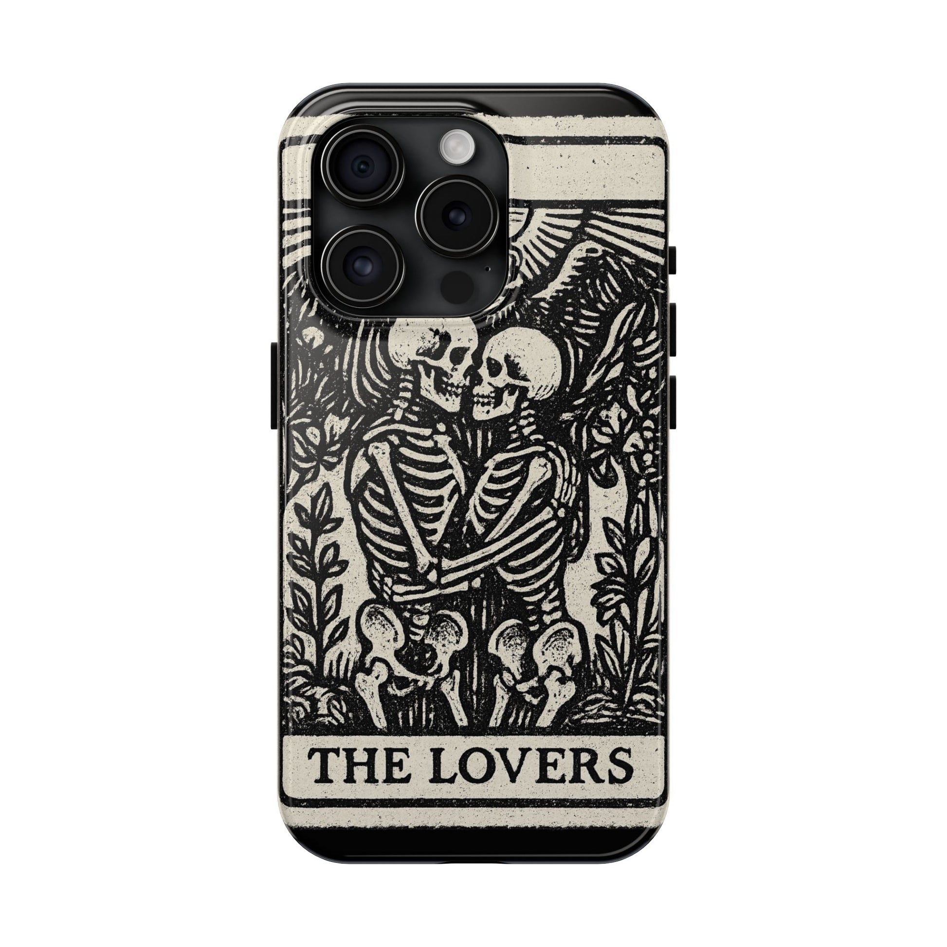 Tough Phone Case with Skeleton Lovers Design, Gothic Phone Cover, Unique Couples Gift, Halloween Accessory, Edgy Tech Design