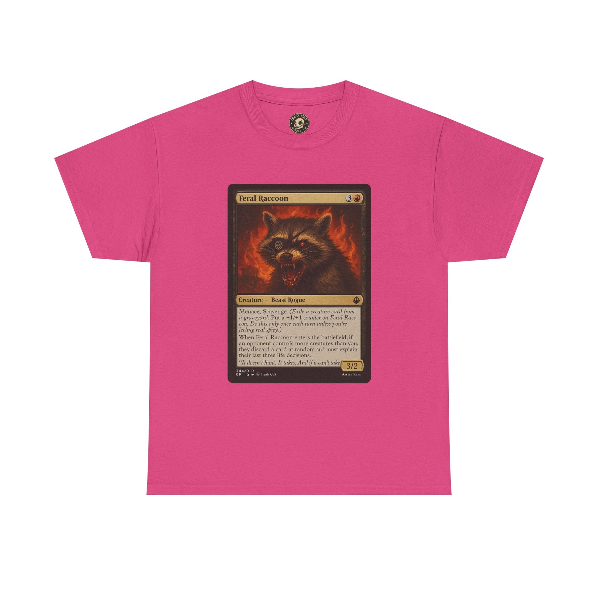 Feral Raccoon Magic Card Shirt – MTG-Inspired Beast Rogue Tee, Trash Cult Creature Card, Gildan 5000 Unisex T-Shirt