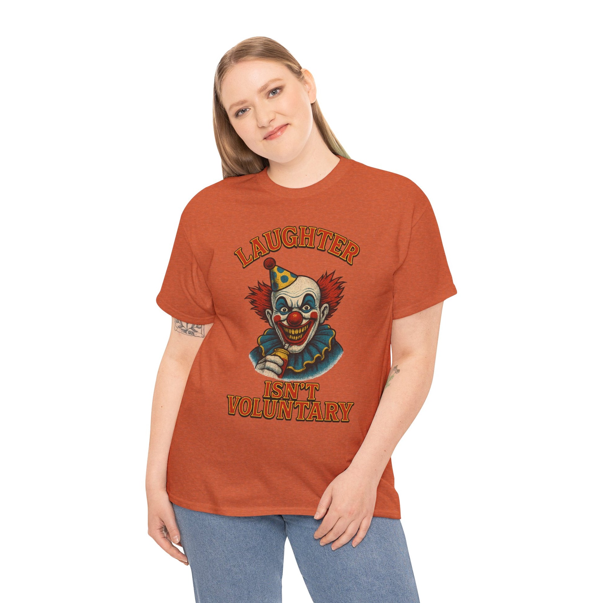 Laughter Isn’t Voluntary Creepy Clown Shirt – Circus Horror Tee – Gildan 5000