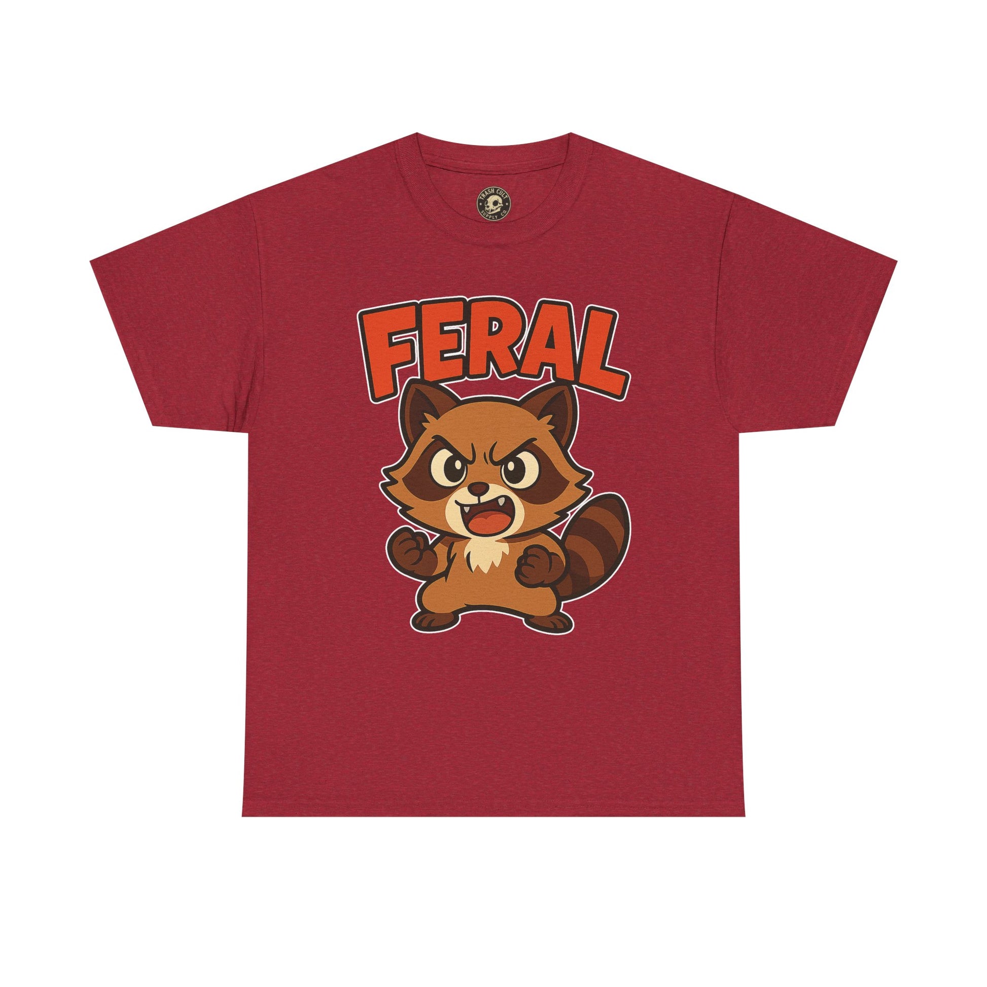 Feral Cartoon Tee - Unisex Heavy Cotton Shirt, Cute Graphic, Animal Lovers Gift, Casual Wear, Fun T-Shirt for Kids & Adults