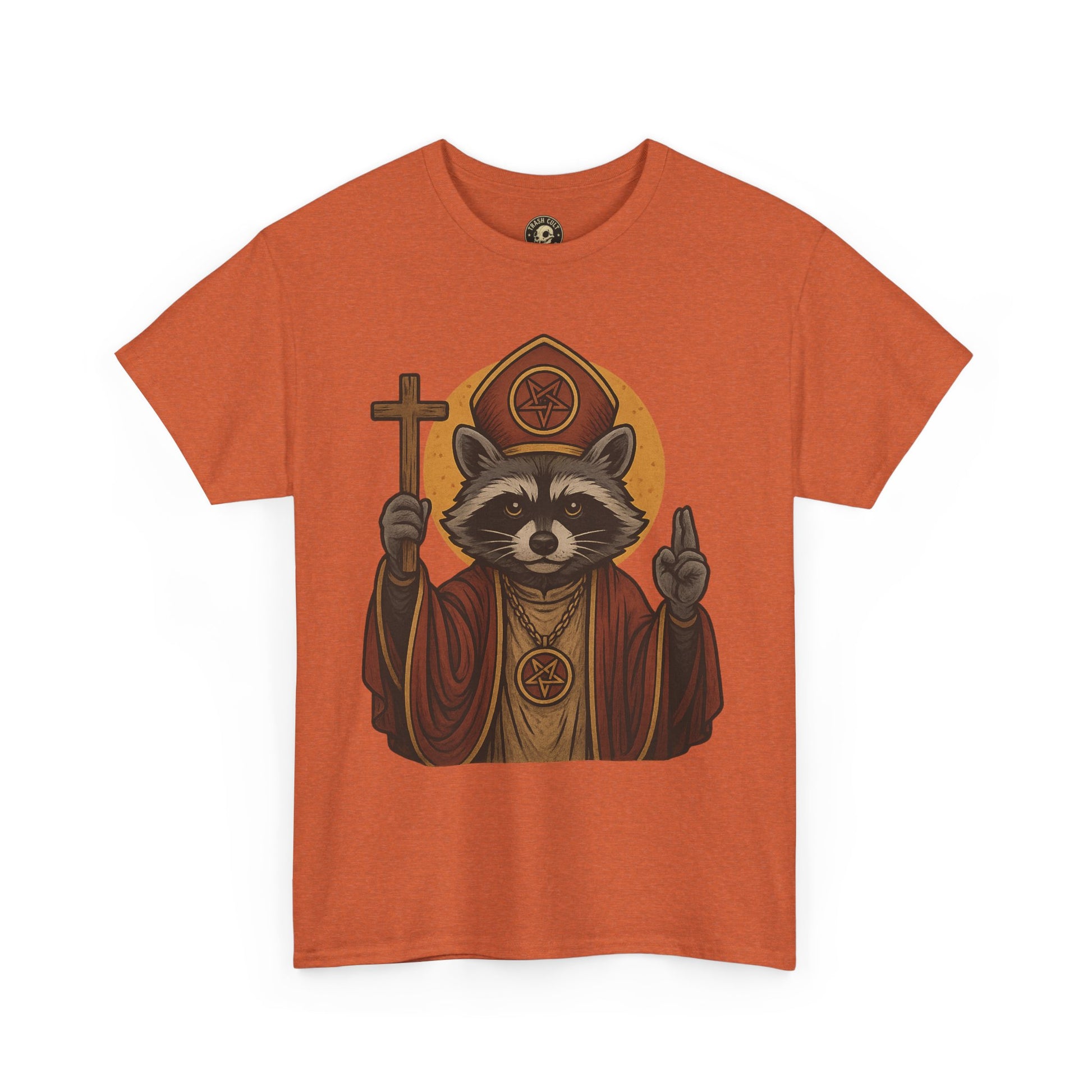 Holy Raccoon Pope Shirt – Funny Cult Priest Graphic Tee – Gildan 5000 Unisex