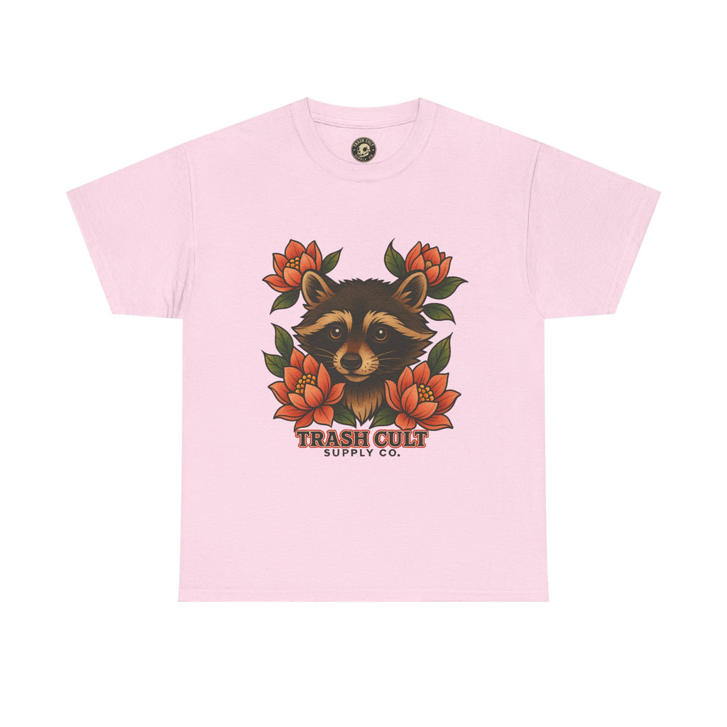 Neo-Traditional Raccoon & Lotus Tattoo Shirt – Trash Cult Supply Co. – Gildan 5000