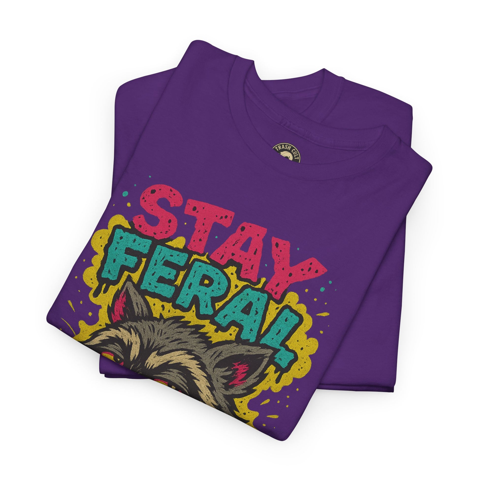 Stay Feral Raccoon Lowbrow Tee – Trash Cult Supply Co. | Gildan 5000