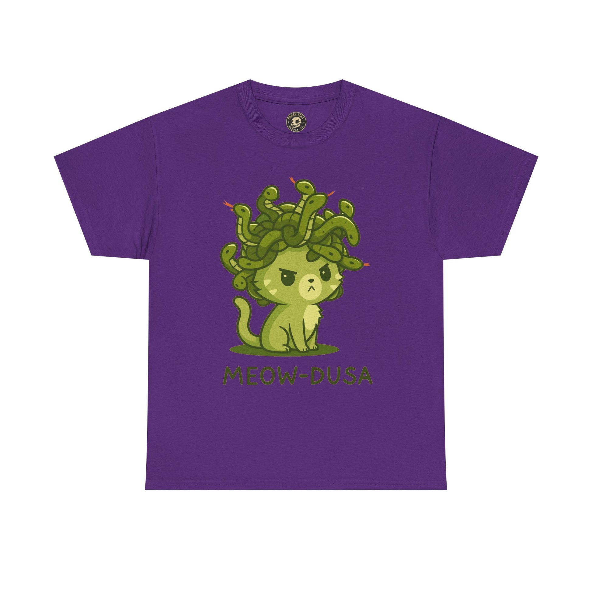 Meow-dusa Funny Cat Medusa T-Shirt – Gildan 5000 Heavy Cotton Tee