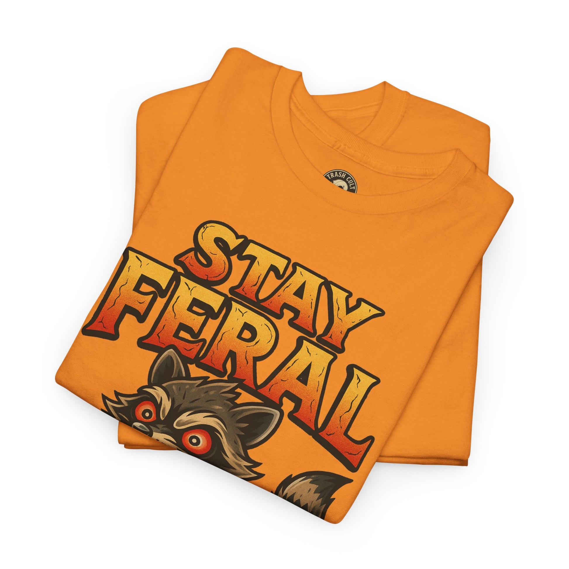 Stay Feral Roomba Raccoon T-Shirt – Bold New School Tattoo Style | Trash Cult Supply Co