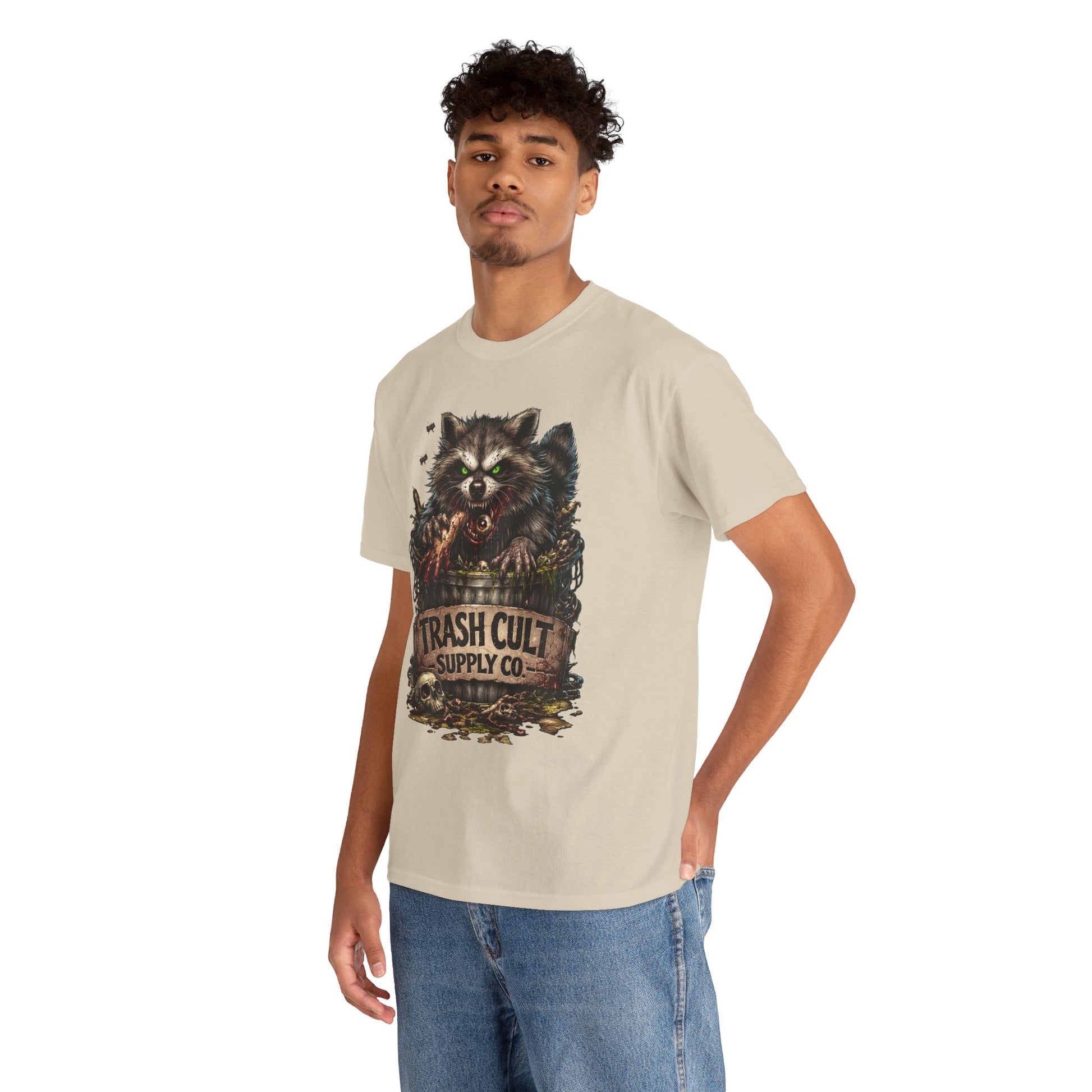 Raccoon 'Trash Cult Supply Co.' Graphic Tee — Vintage Grunge Animal Streetwear