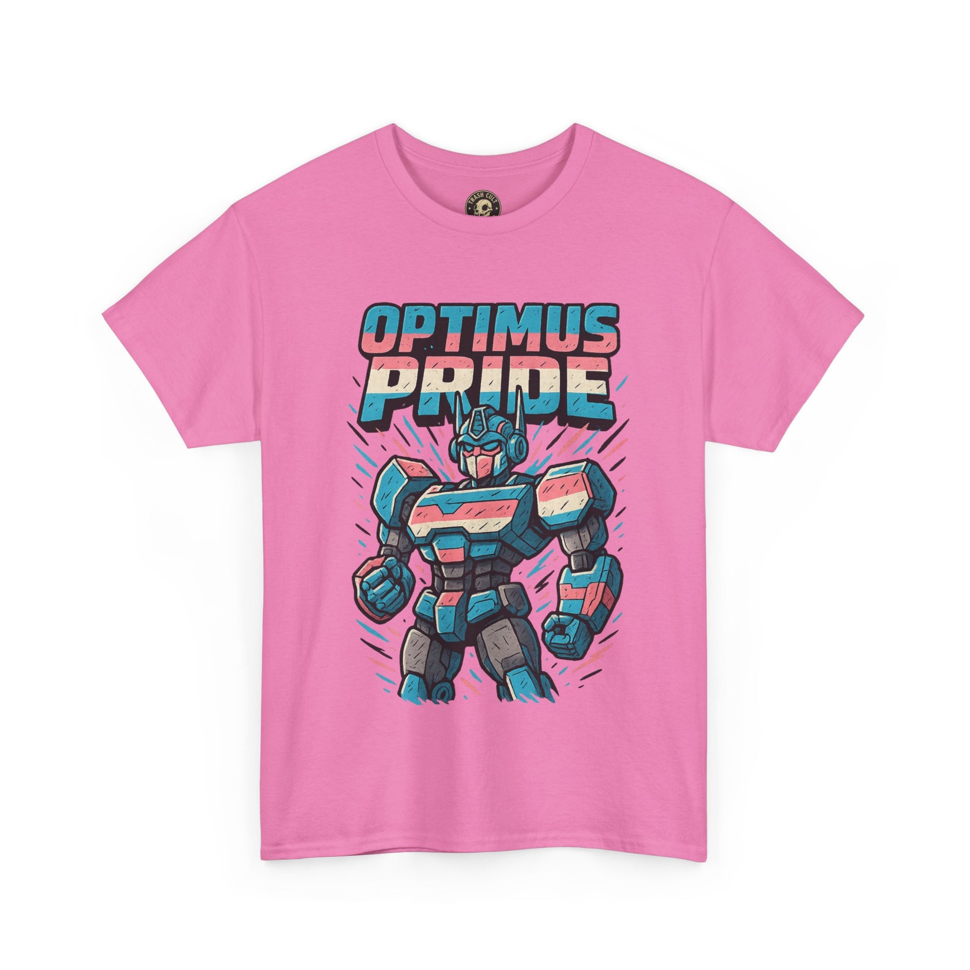 Optimus Pride T-Shirt – Funny Trans Mech LGBTQ+ Graphic Tee | Unisex Heavy Cotton Nerd Pride Shirt