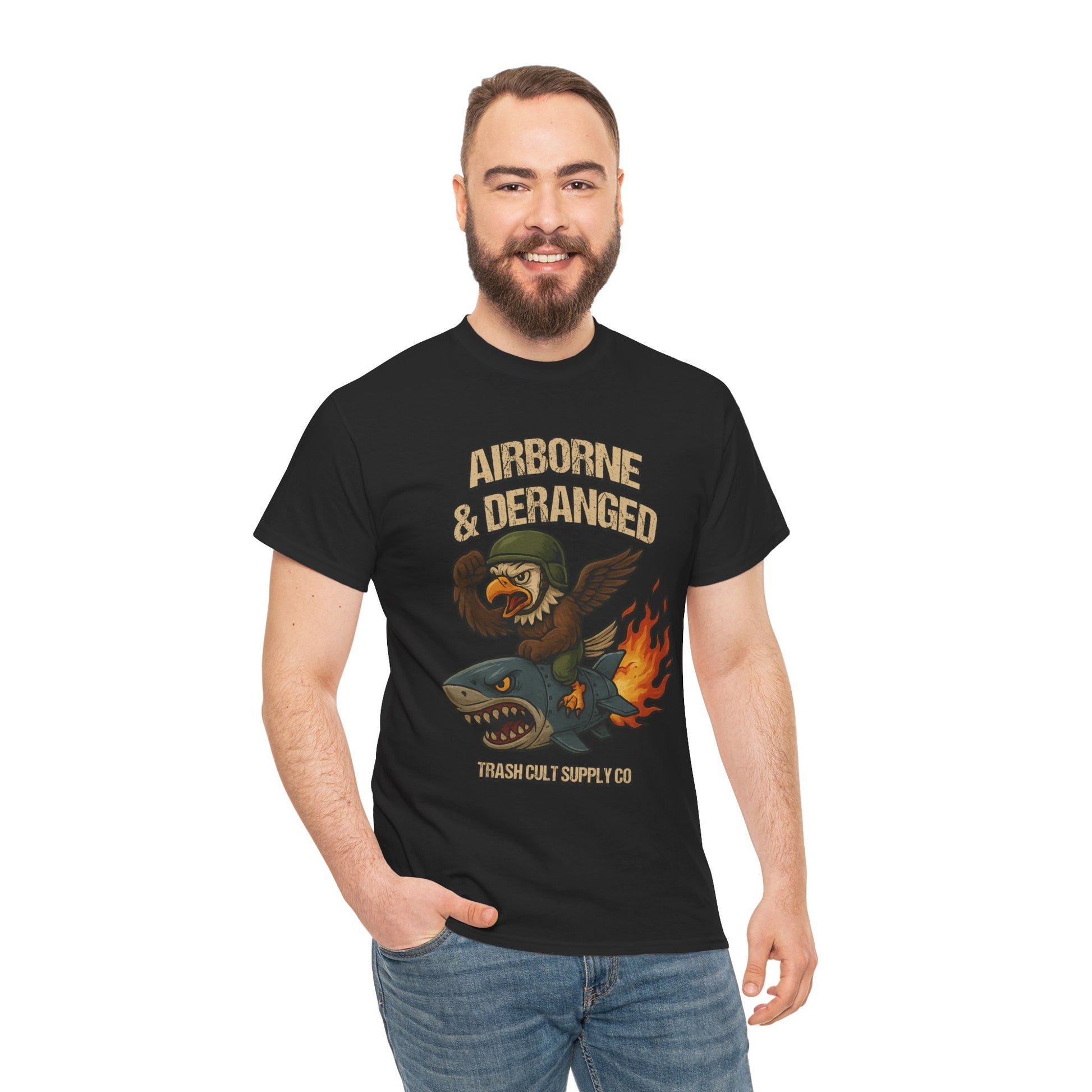 Airborne & Deranged T-Shirt – Trash Cult Supply Co. | Gildan 5000 Heavy Cotton Tee