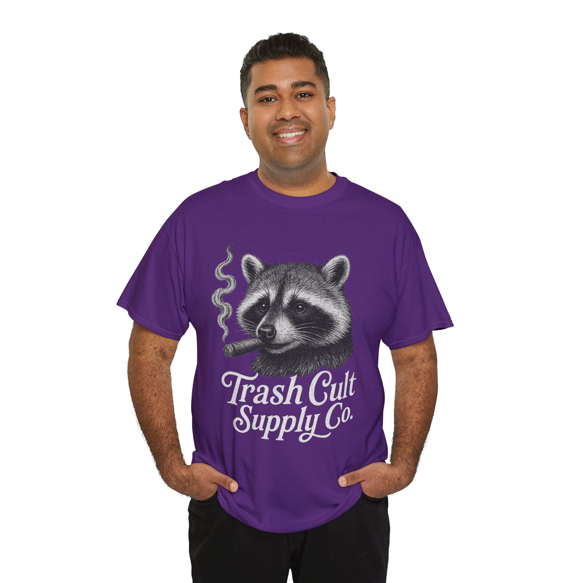 Monochrome Raccoon Cigar Shirt – Trash Cult Supply Co. | Gildan 5000 Tee