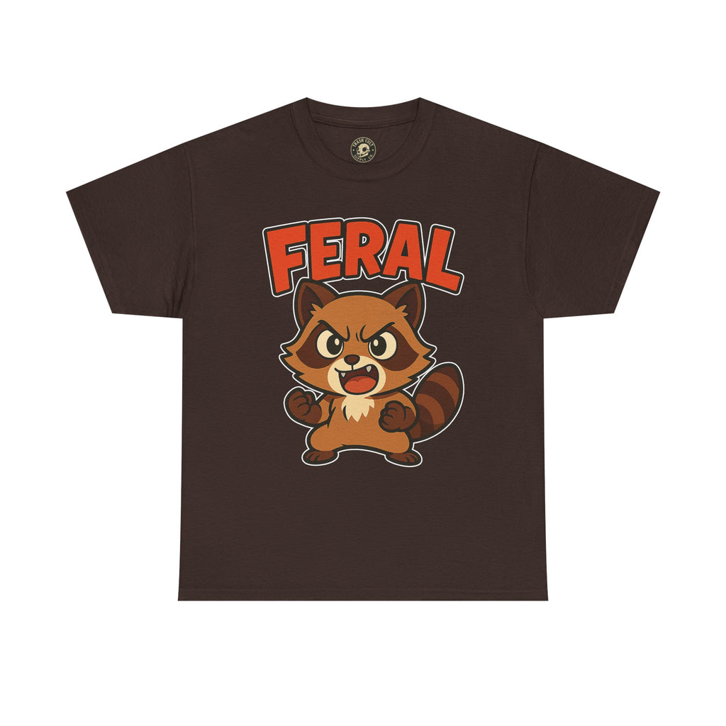Feral Cartoon Tee - Unisex Heavy Cotton Shirt, Cute Graphic, Animal Lovers Gift, Casual Wear, Fun T-Shirt for Kids & Adults