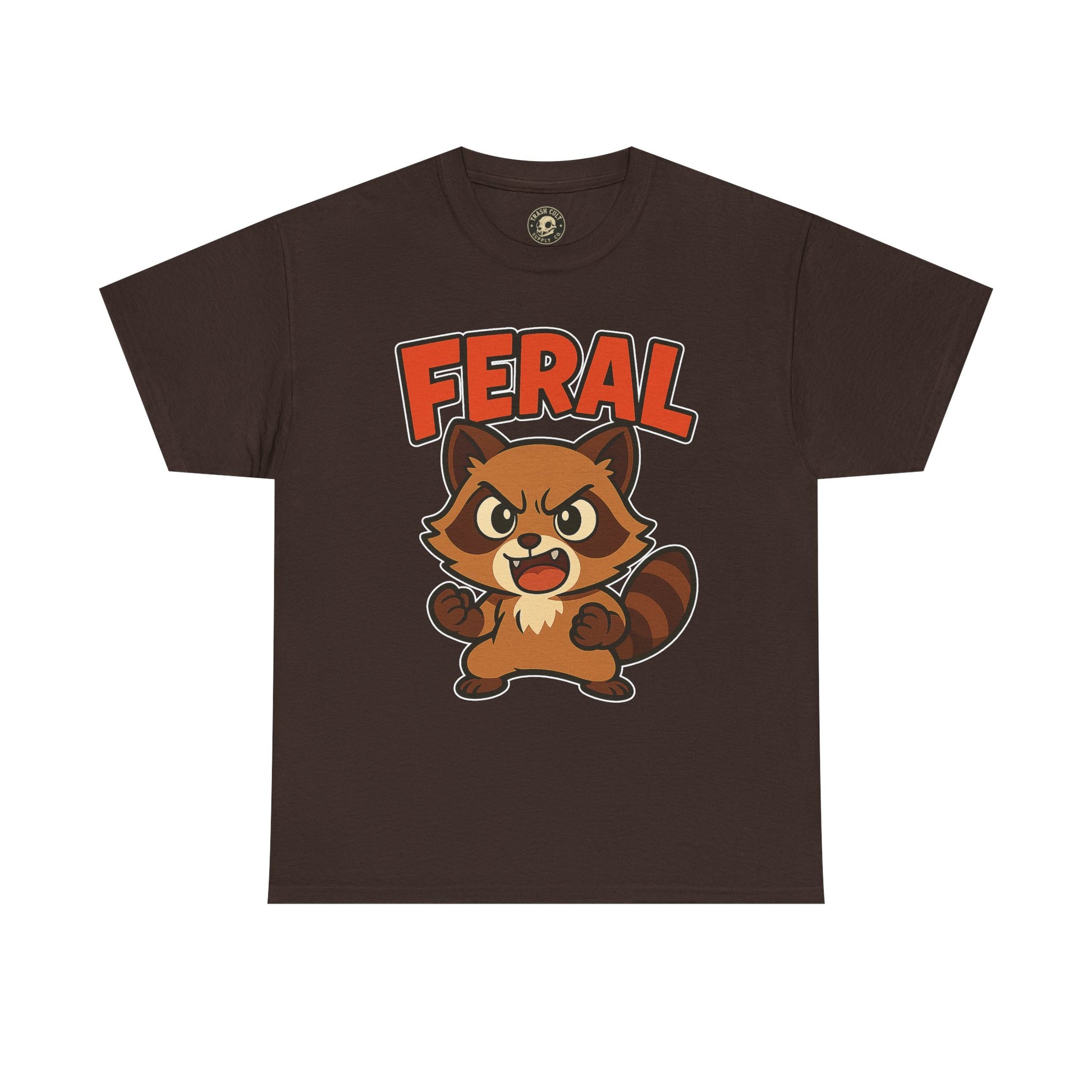 Feral Cartoon Tee - Unisex Heavy Cotton Shirt, Cute Graphic, Animal Lovers Gift, Casual Wear, Fun T-Shirt for Kids & Adults