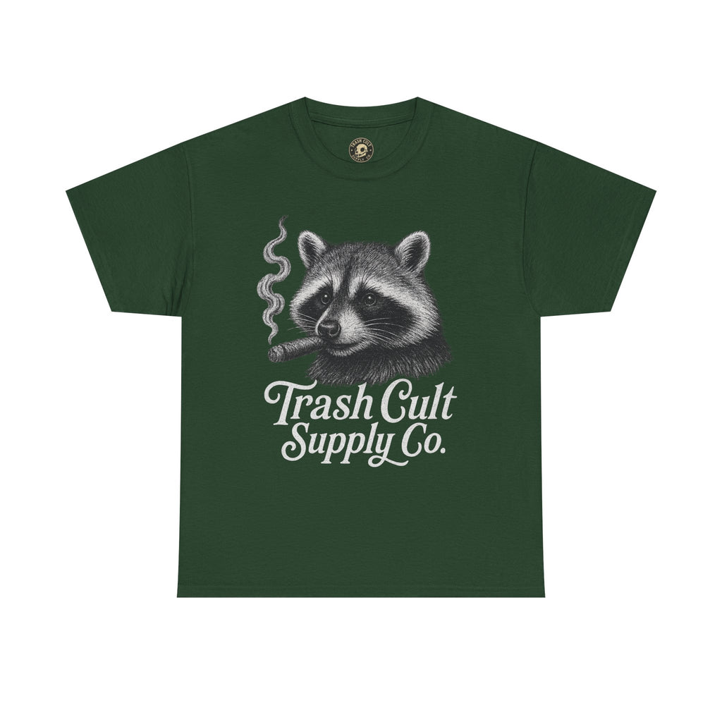 Monochrome Raccoon Cigar Shirt – Trash Cult Supply Co. | Gildan 5000 Tee