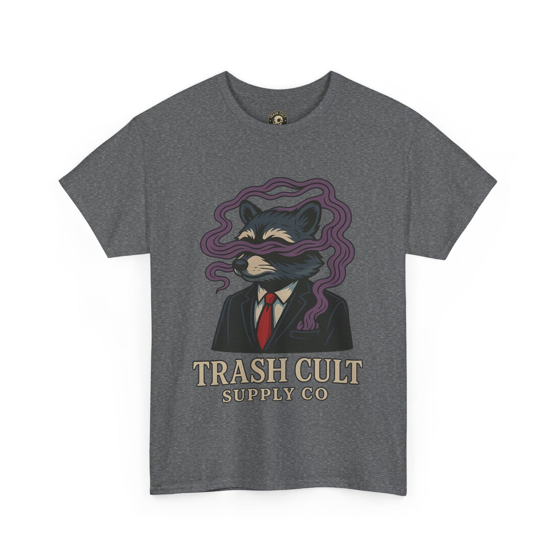 Suited Raccoon Smoke Design – Trash Cult Supply Co | Bold Graffiti Tattoo Tee