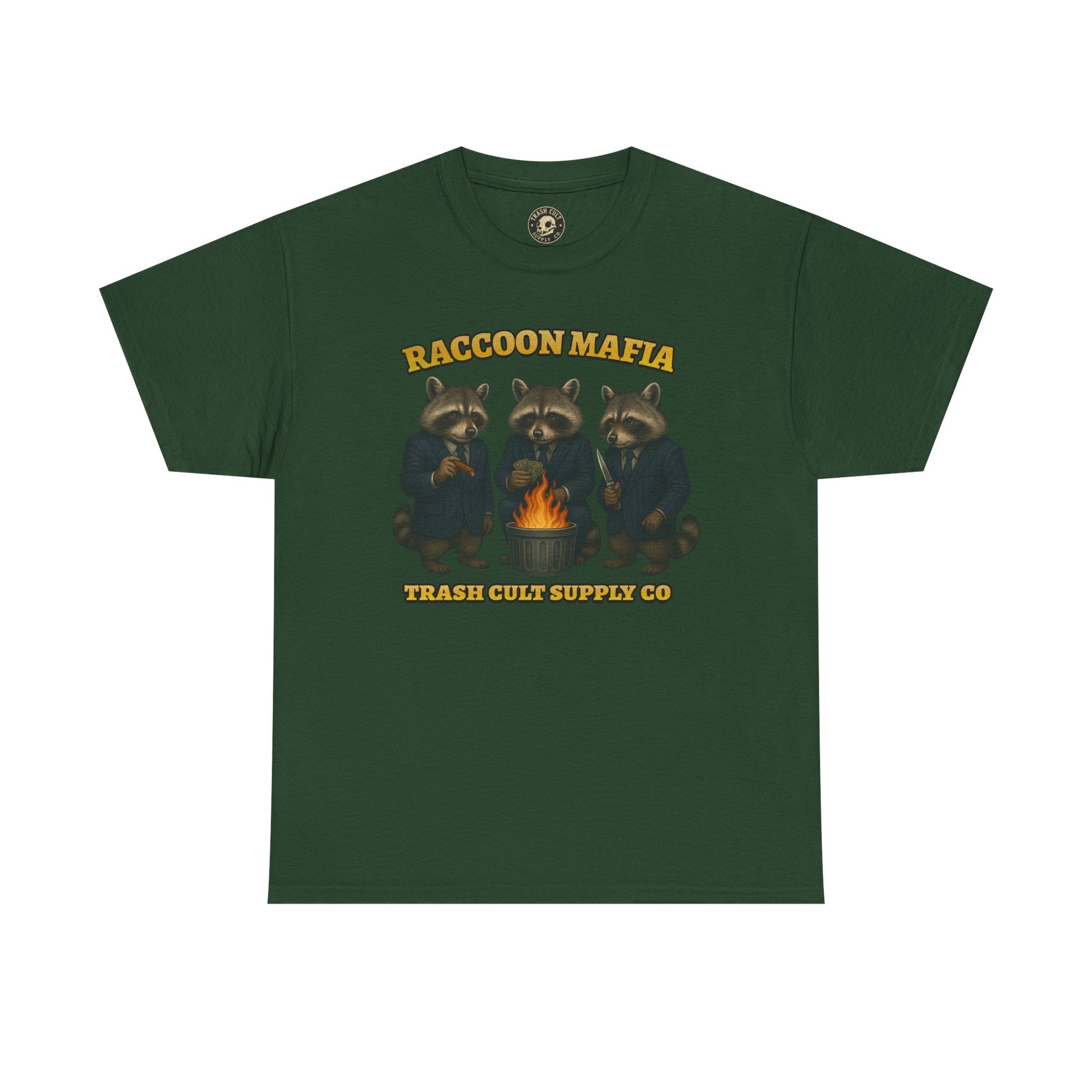 Raccoon Mafia T-Shirt – Realistic Gangster Raccoons in Suits | Trash Cult Supply Co | Gildan 5000
