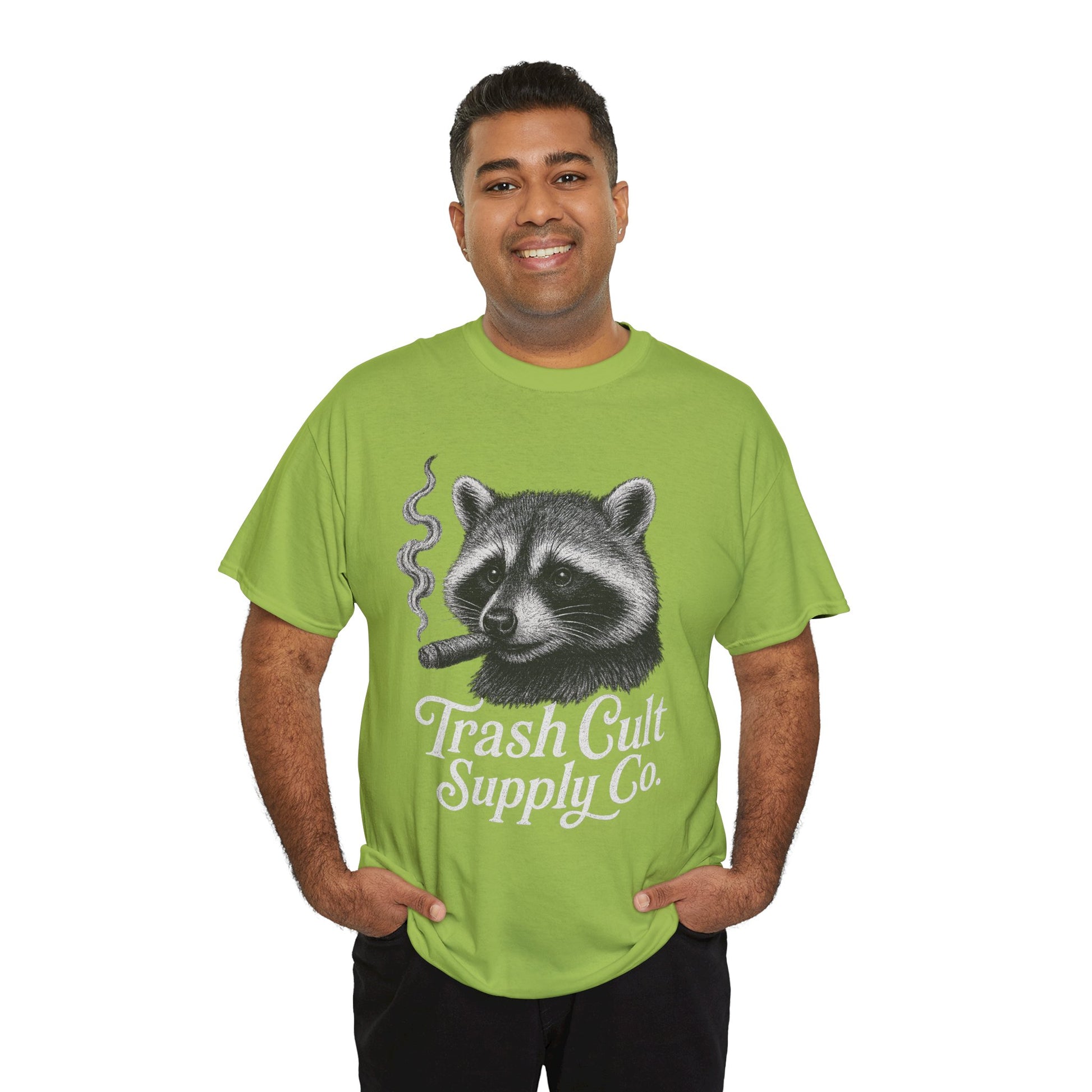 Monochrome Raccoon Cigar Shirt – Trash Cult Supply Co. | Gildan 5000 Tee