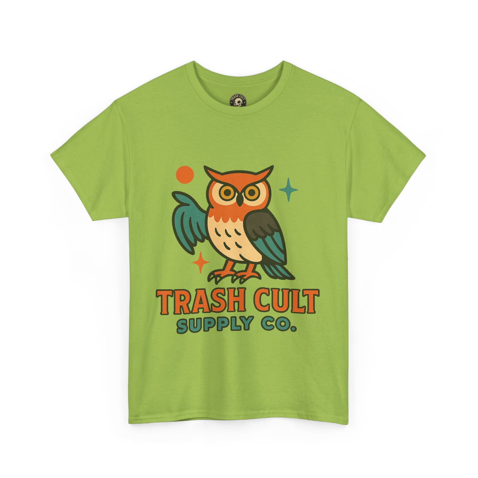 Vintage Owl Graphic Tee, Unisex Heavy Cotton Tee, Trash Cult Shirt, Nature Lover Gift, Eco-Friendly Apparel
