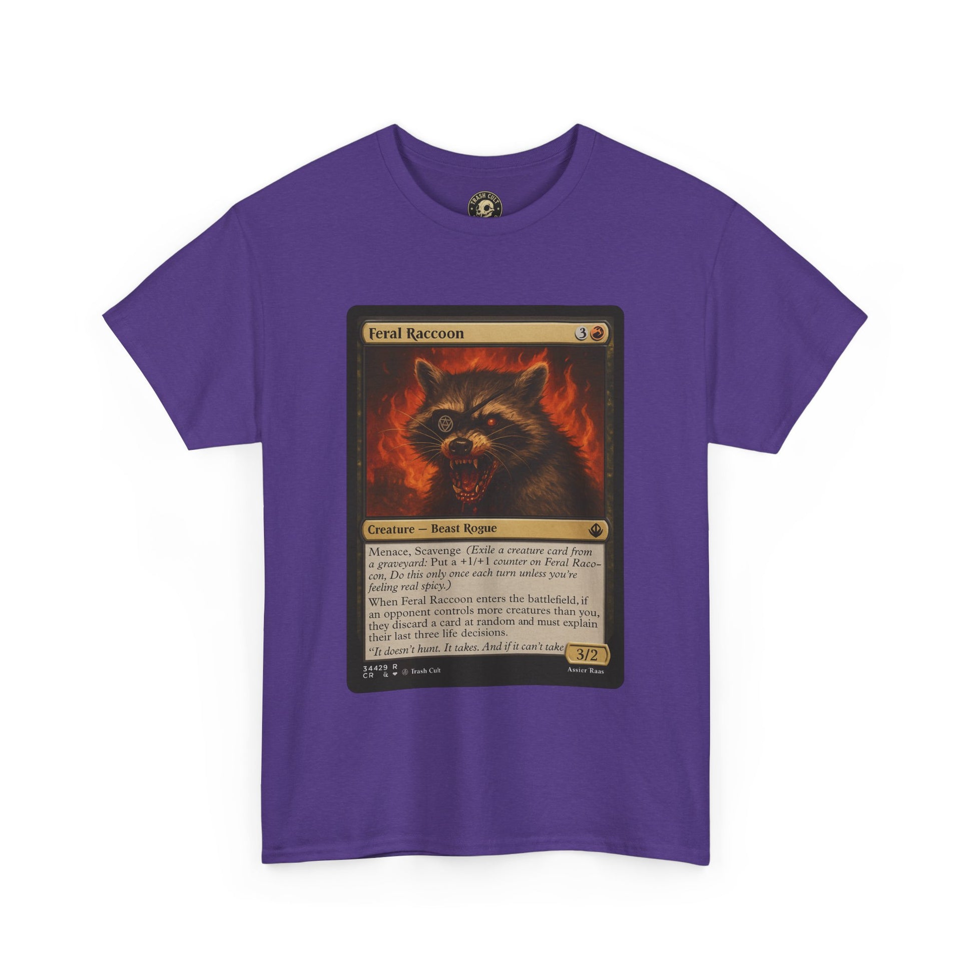Feral Raccoon Magic Card Shirt – MTG-Inspired Beast Rogue Tee, Trash Cult Creature Card, Gildan 5000 Unisex T-Shirt