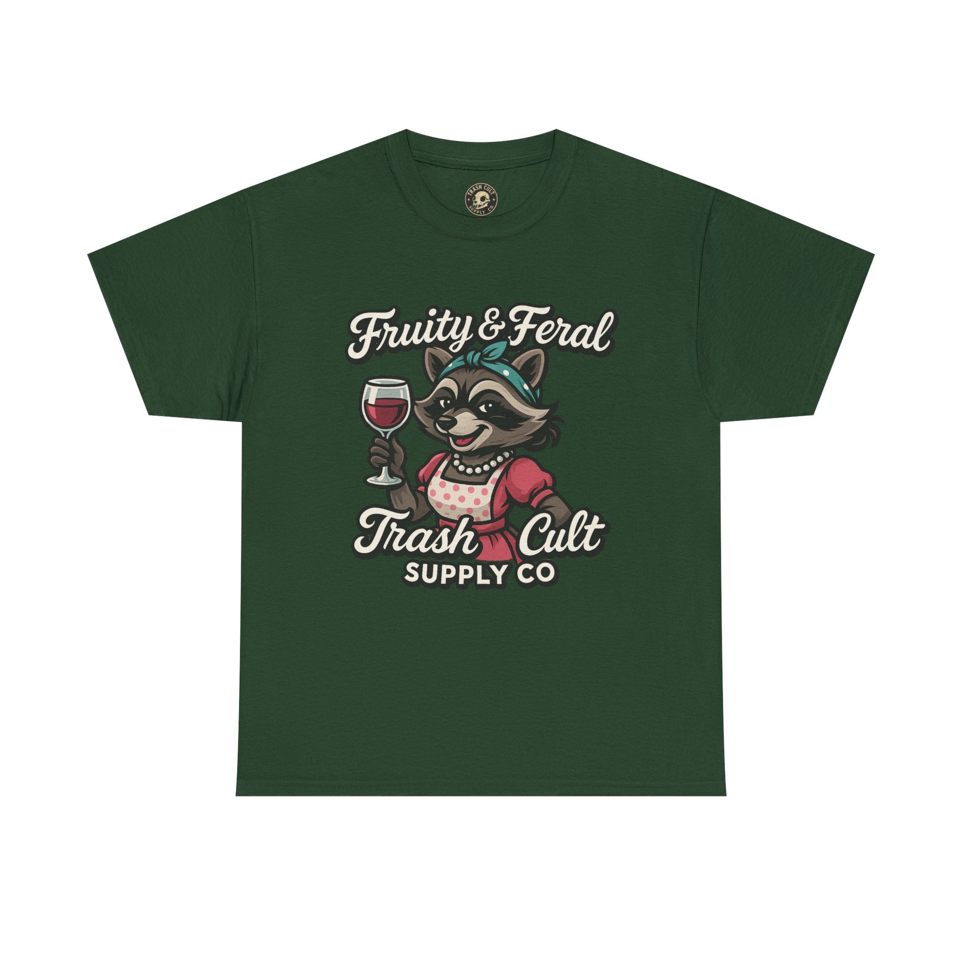 Fruity & Feral Raccoon Housewife Tee – Trash Cult Supply Co. on Gildan 5000