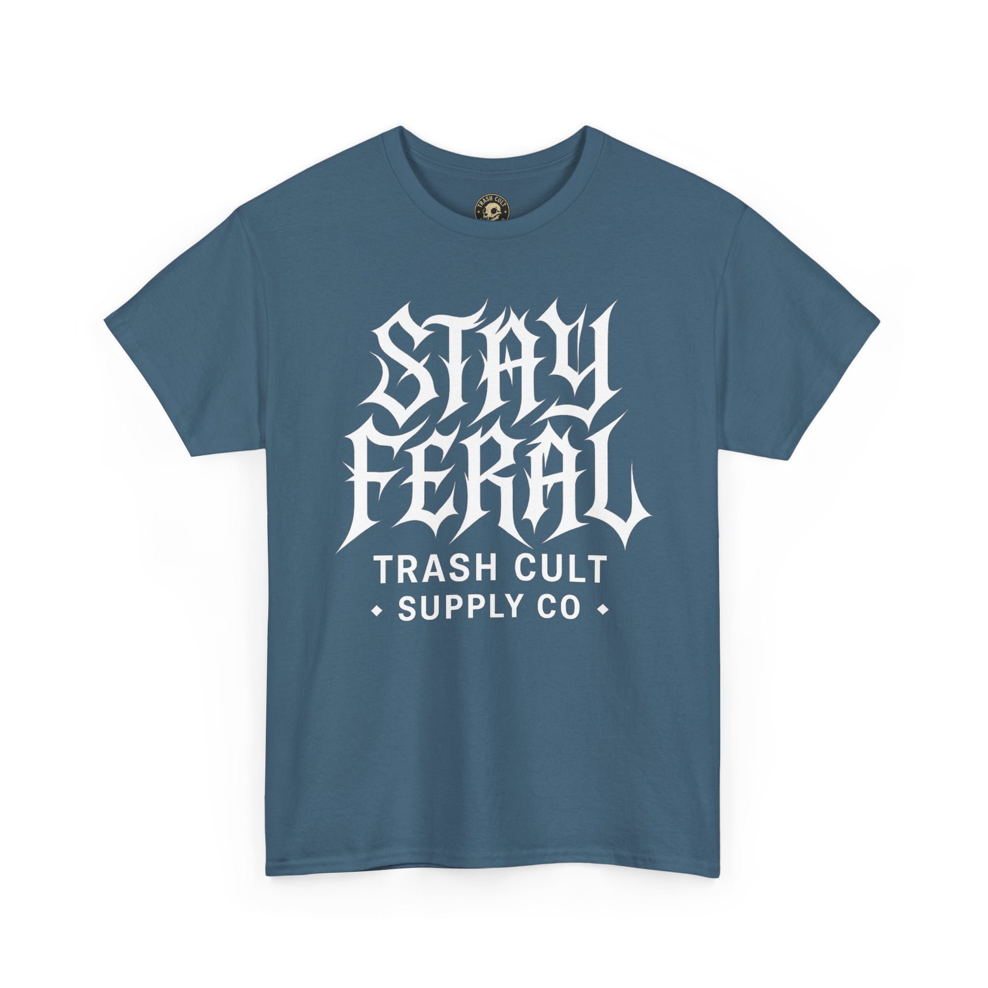 Unisex Heavy Cotton Tee - Stay Feral Graphic Tee, Streetwear Shirt, Gift for Wild Spirits, Eco-Friendly Casualwear, Summer Fashion