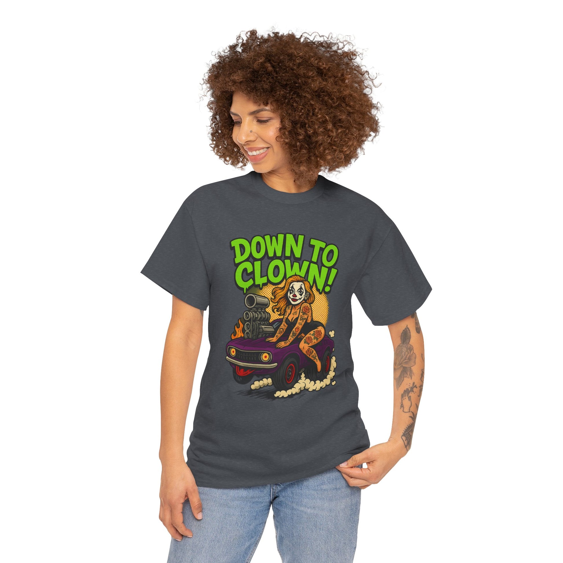 Unisex Graphic Tee | Down to Clown T-Shirt, Fun Statement Shirt, Casual Wear, Gift for Friends, Festivals, Halloween