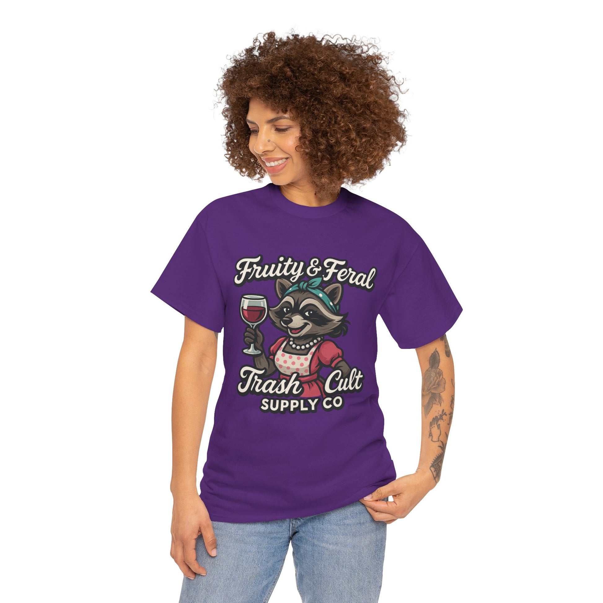 Fruity & Feral Raccoon Housewife Tee – Trash Cult Supply Co. on Gildan 5000