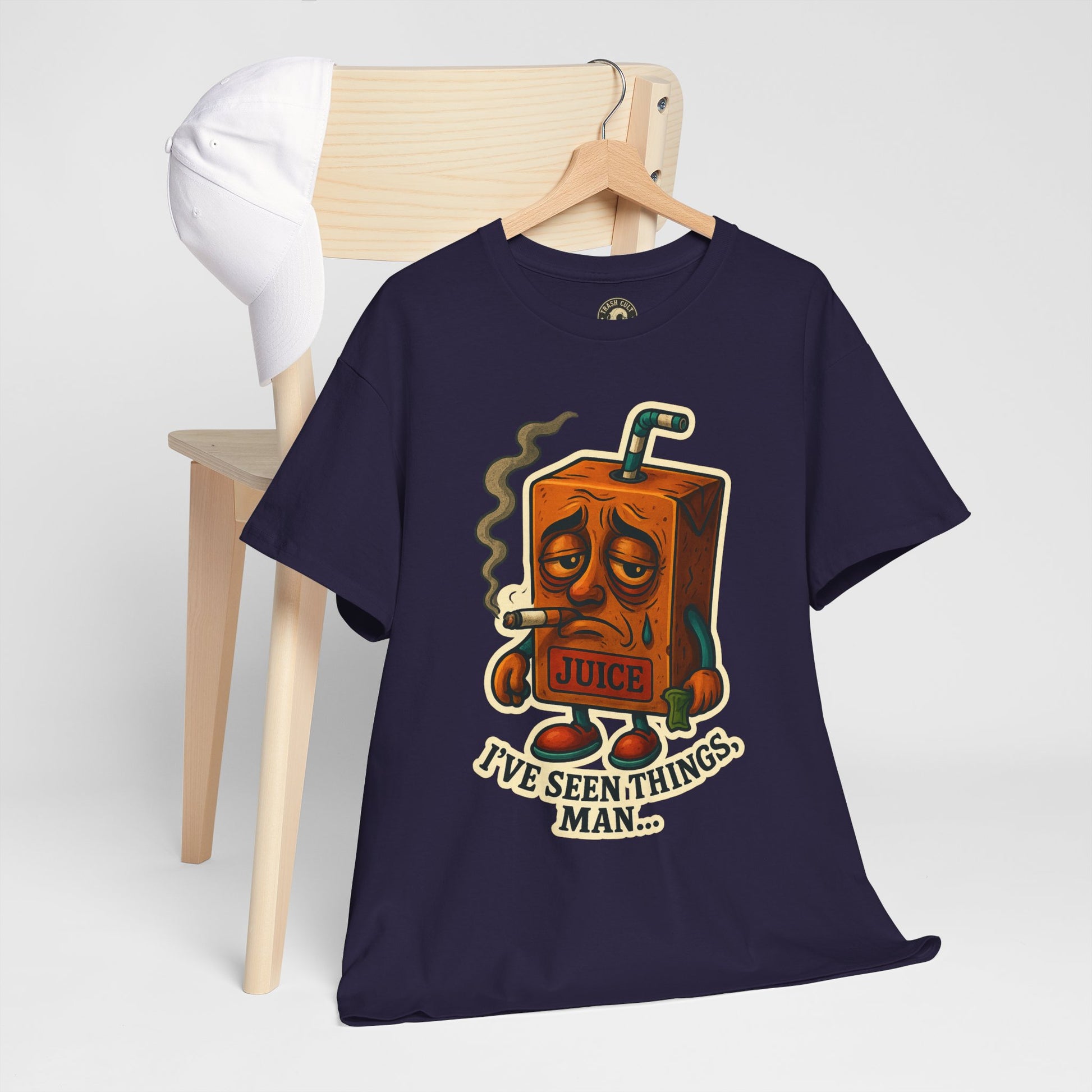 Juice Box Graphic Tee - I've Seen Things Man, Funny T-Shirt, Gift for Friends, Unisex Cotton Tee, Humor Merchandise