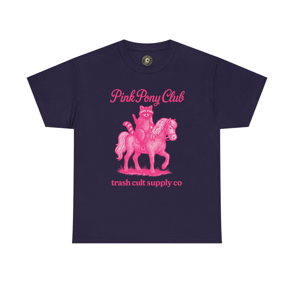 Pink Pony Club Raccoon Riding Pony Shirt – Vintage Hot Pink Halftone Tee by Trash Cult Supply Co