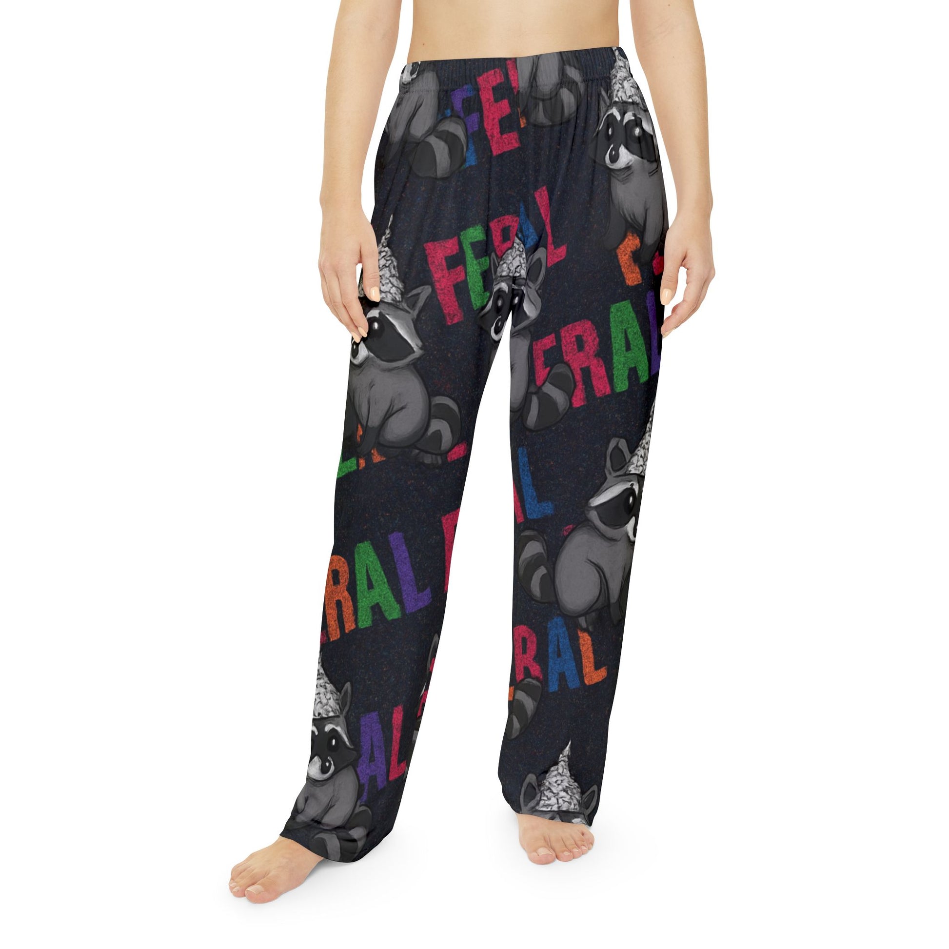 Feral Raccoon Women's Pajama Pants, Cozy Sleepwear, Cute Loungewear, Perfect Gift for Animal Lovers, Fun Relaxation Pants